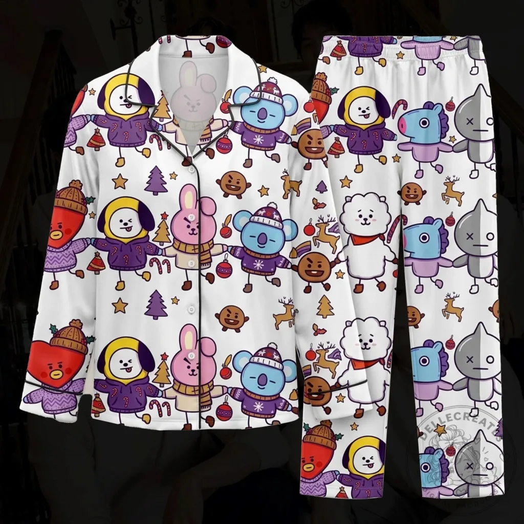 BT21 Borahae Christmas Cute Stick Style Pajama Set BT21 Borahae Christmas Cute Stick Style Pajama Set