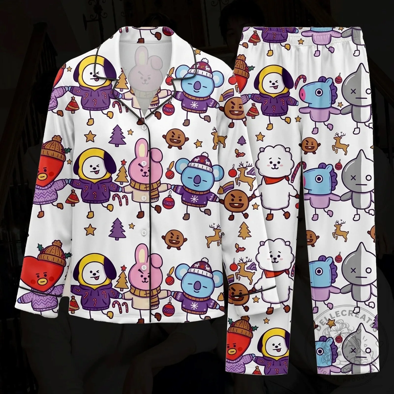BT21 Borahae Christmas Cute Stick Style Pajama Set