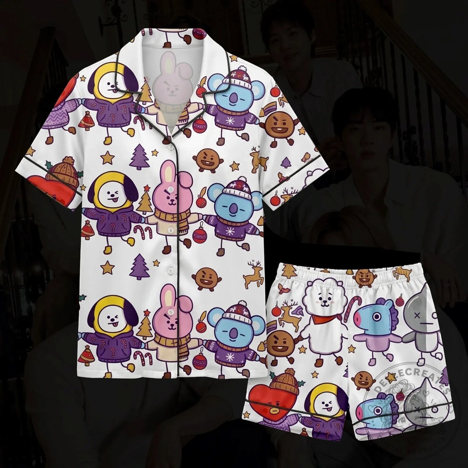 BT21 Borahae Christmas Cute Stick Style Pajama Set 5 BT21 Borahae Christmas Cute Stick Style Pajama Set