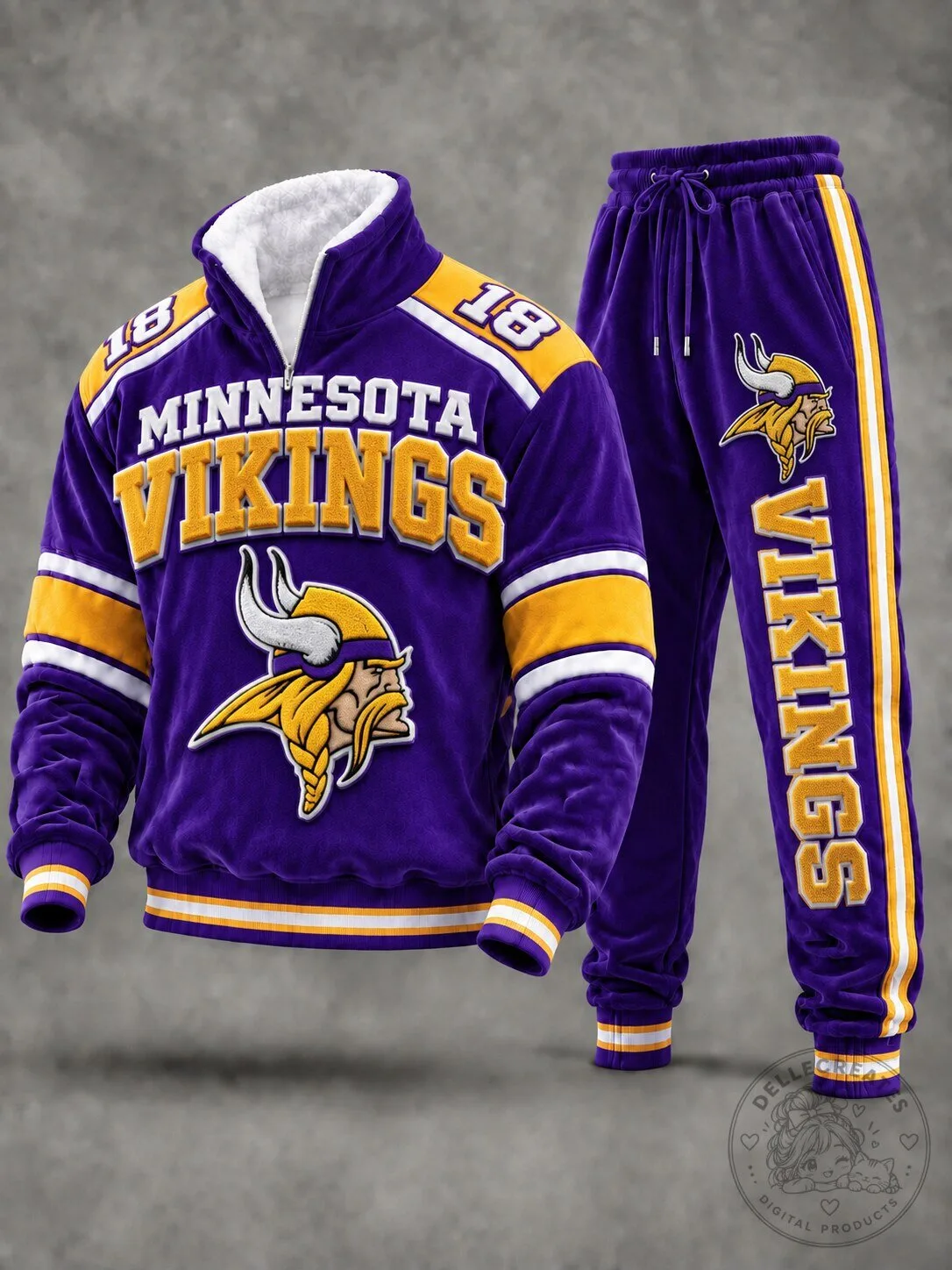 Minnesota Vikings Quarter-Zip Pullover and Joggers Two-Piece Tracksuit Set