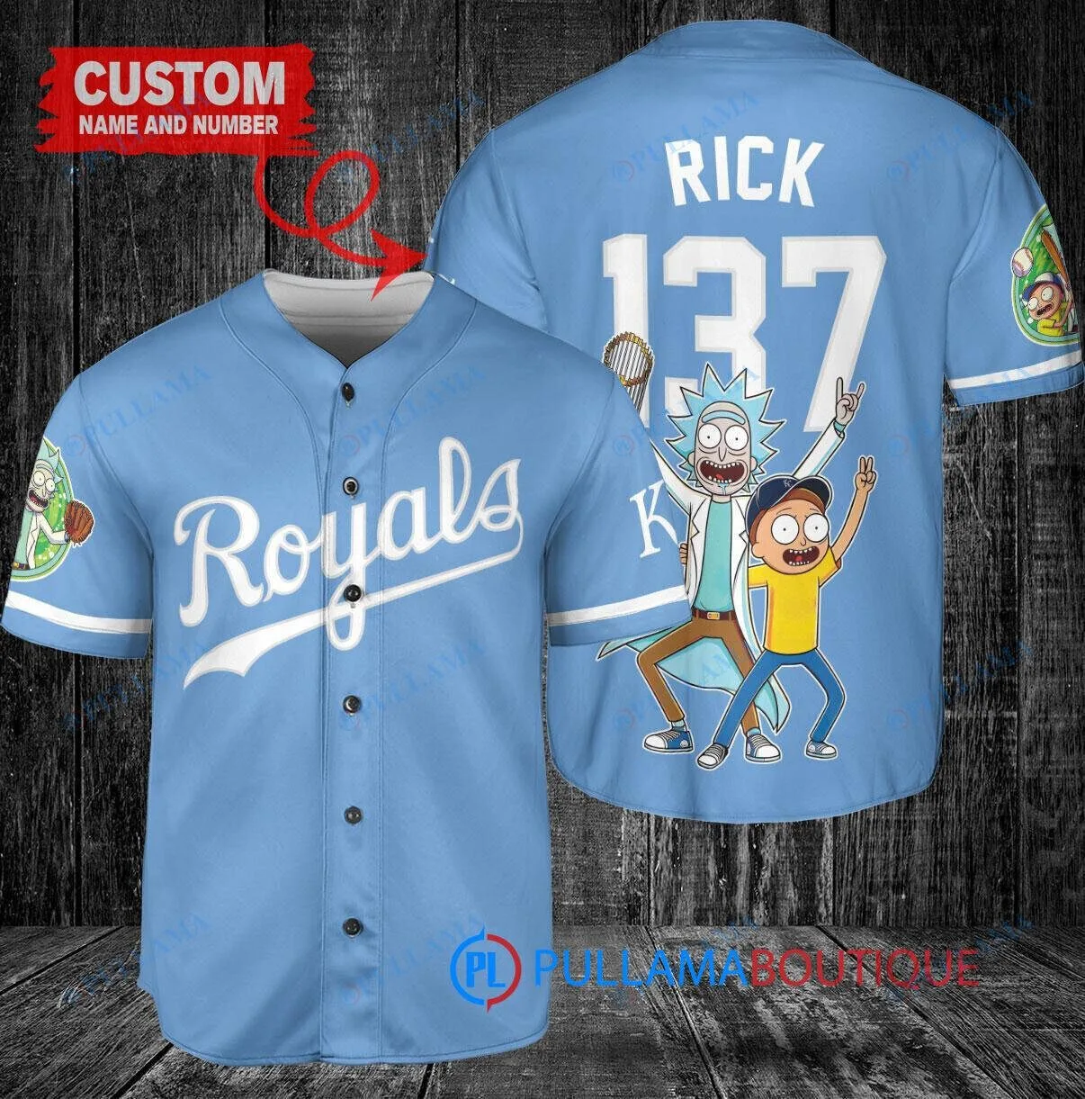 Kansas City Royals Baseball Rick and Morty World Series Trophy Custom Baseball Jersey