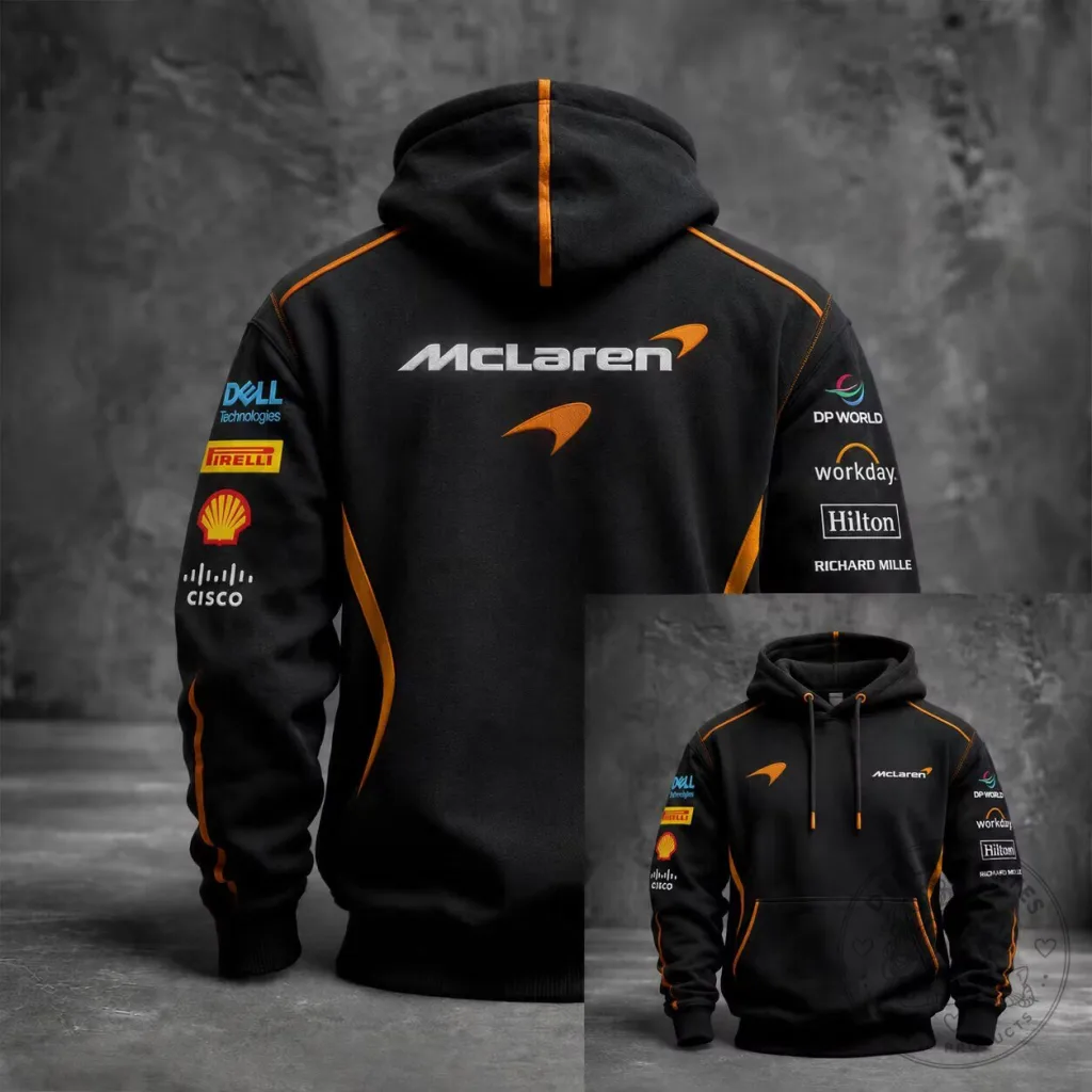 McLaren Formula 1 Racing Team Black and Orange Logo Hoodie McLaren Formula 1 Racing Team Black and Orange Logo Hoodie