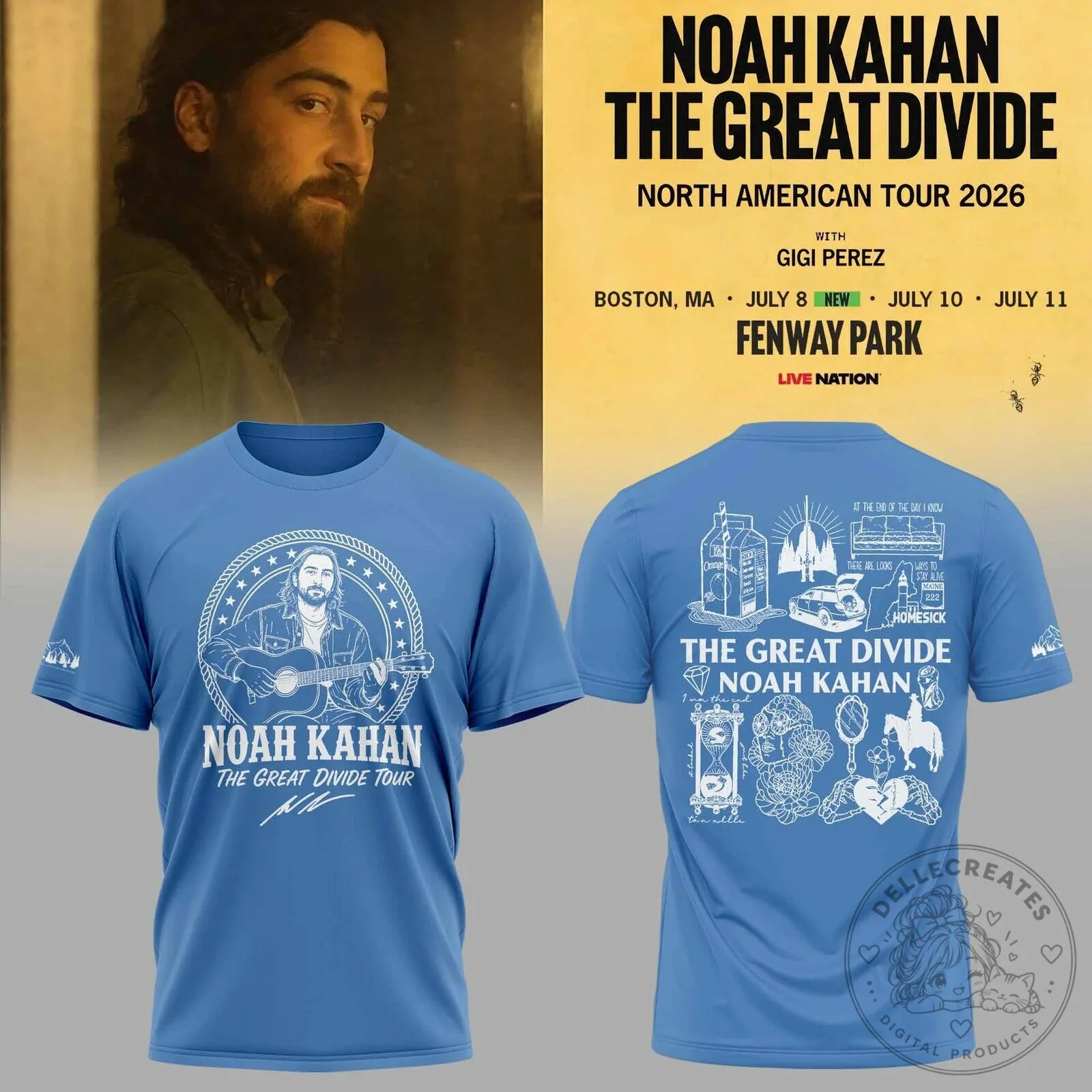 Noah Kahan The Great Divide Tour 2026 Fenway Park T-Shirt
