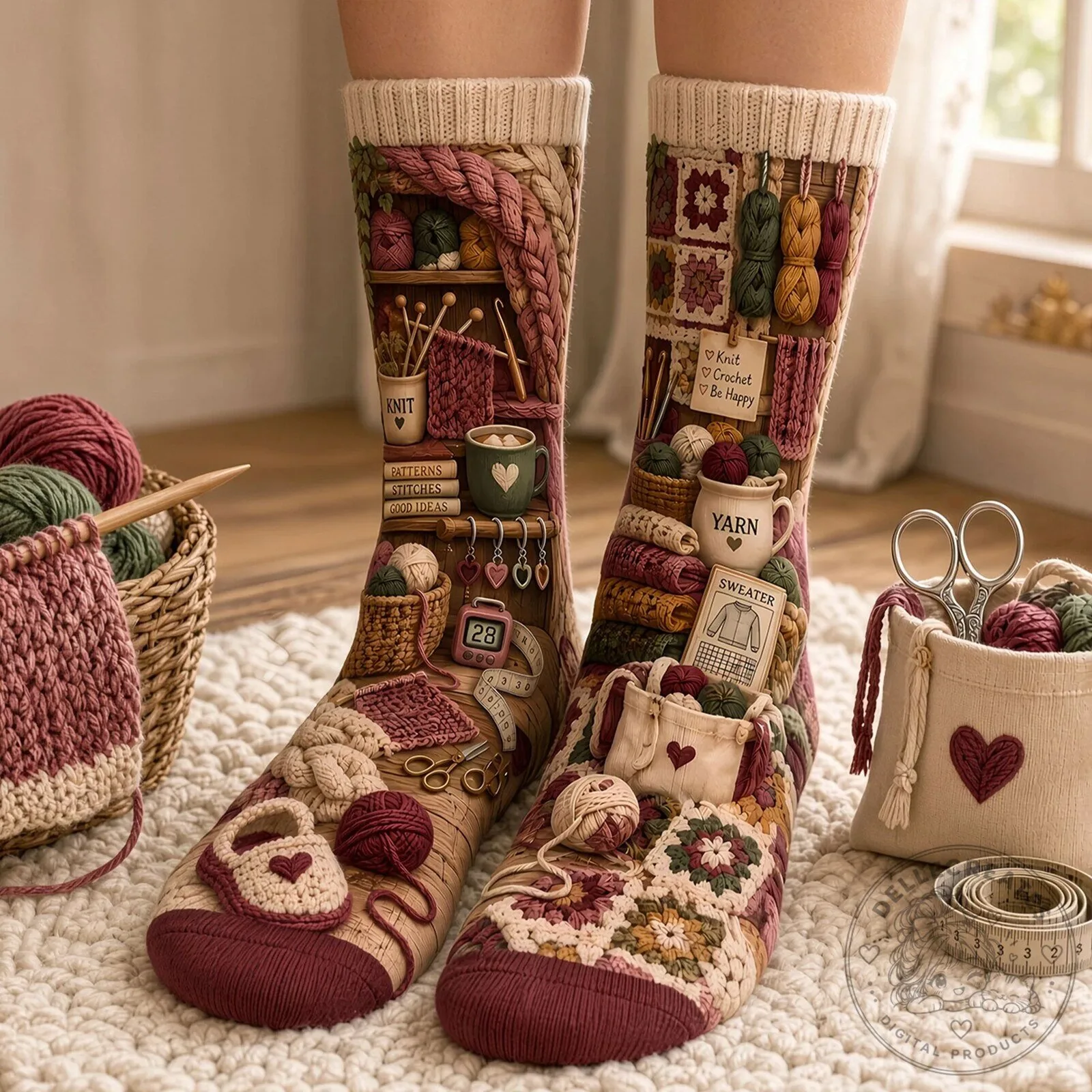 Knitting Lover's Yarn Stash Shelf Design Cozy Crew Socks 5 Knitting Lover's Yarn Stash Shelf Design Cozy Crew Socks