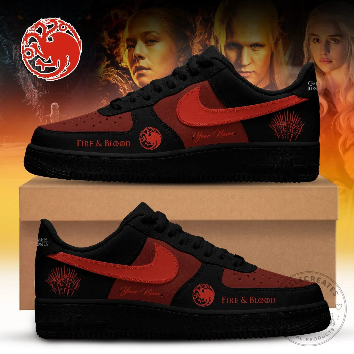 Game of Thrones x House Targaryen Nike Air Force 1 Low Custom for Fans