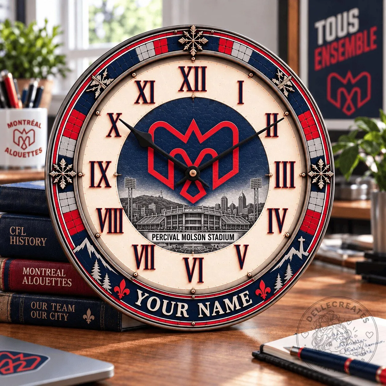 Montreal Alouettes Football Team Percival Molson Stadium Round Wall Clock