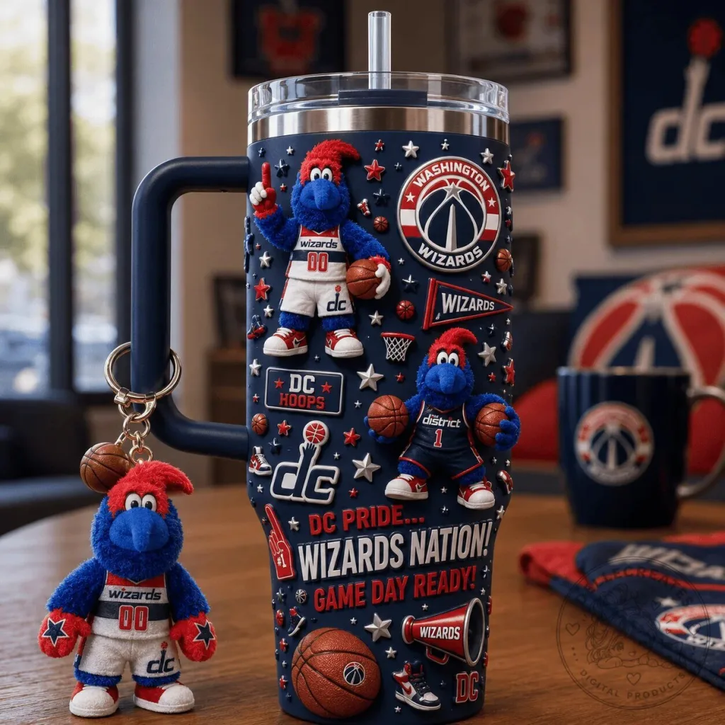 Washington Wizards Basketball Team 40oz Stainless Steel Tumbler with Handle Washington Wizards Basketball Team 40oz Stainless Steel Tumbler with Handle