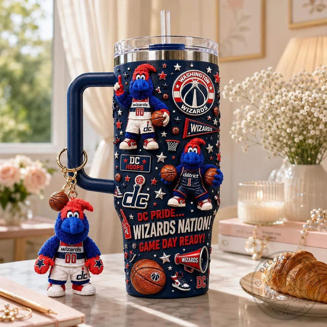 Washington Wizards Basketball Team 40oz Stainless Steel Tumbler with Handle 9 Washington Wizards Basketball Team 40oz Stainless Steel Tumbler with Handle