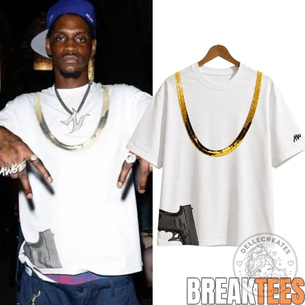 ASAP Rocky AWGE Strapped Chain and Gun Design White Graphic T-Shirt