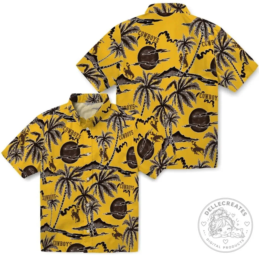 Wyoming Cowboys Tropical Sunset Hawaiian Shirt