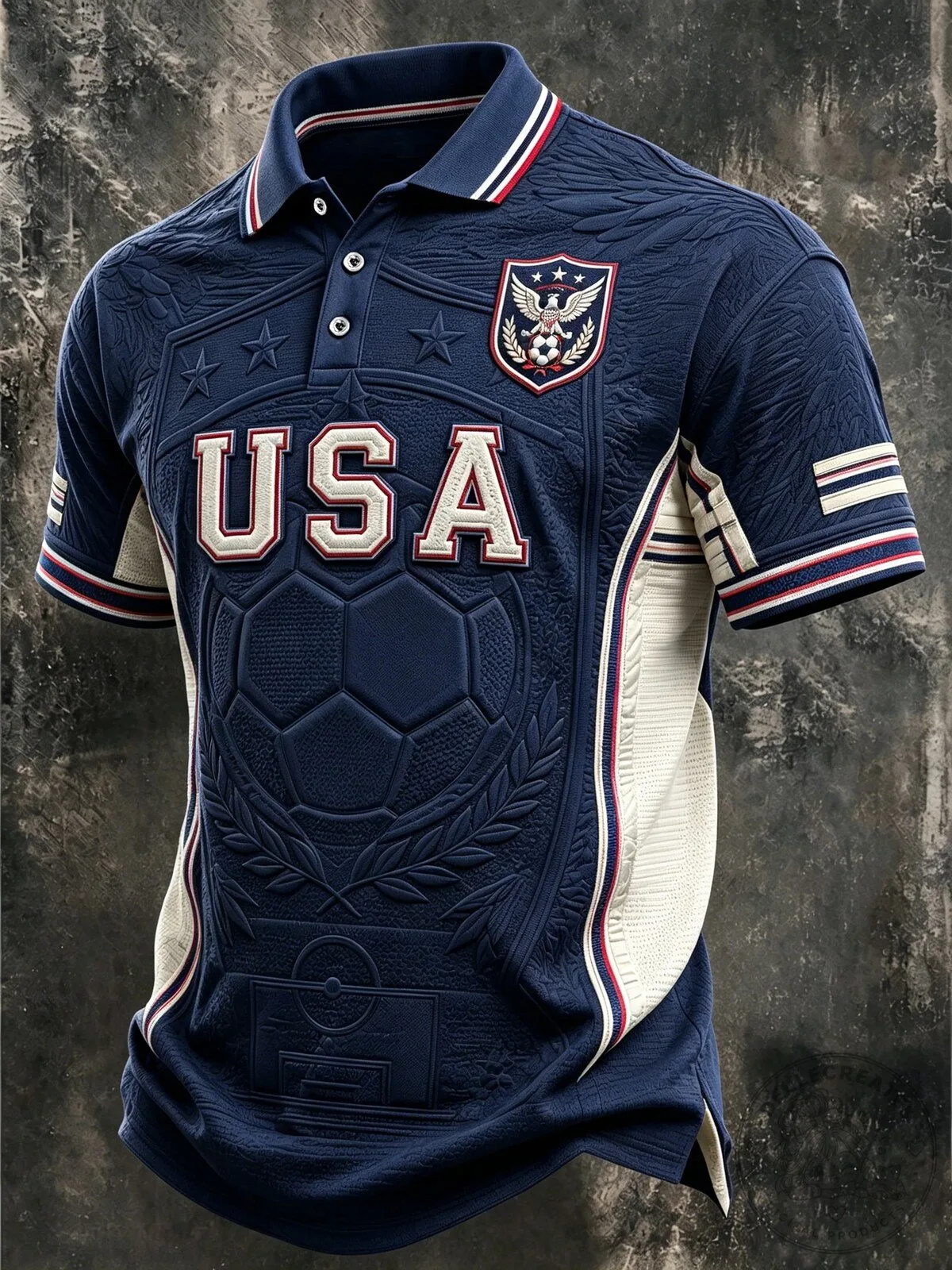 USA Soccer Retro Embossed Polo Shirt for Men