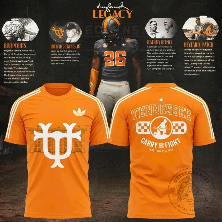 Orange T-Shirt featuring Neyland Legacy for Tennessee Football Fans