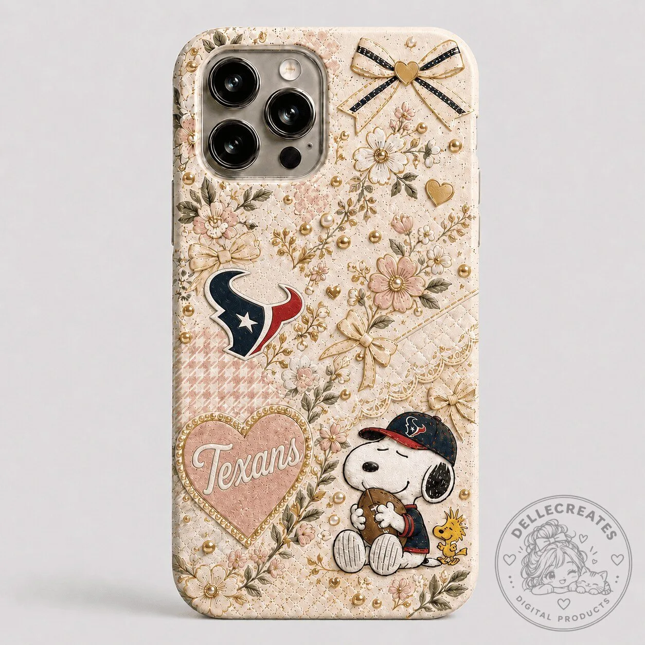 Houston Texans Football Snoopy Coquette Aesthetic Floral Phone Case