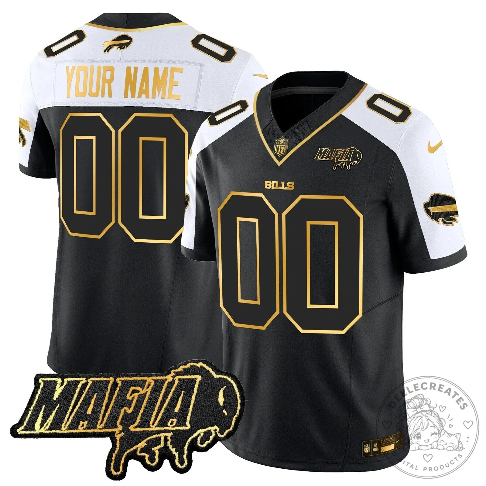 Buffalo Bills Mafia Gold Vapor Limited Custom Football Jersey