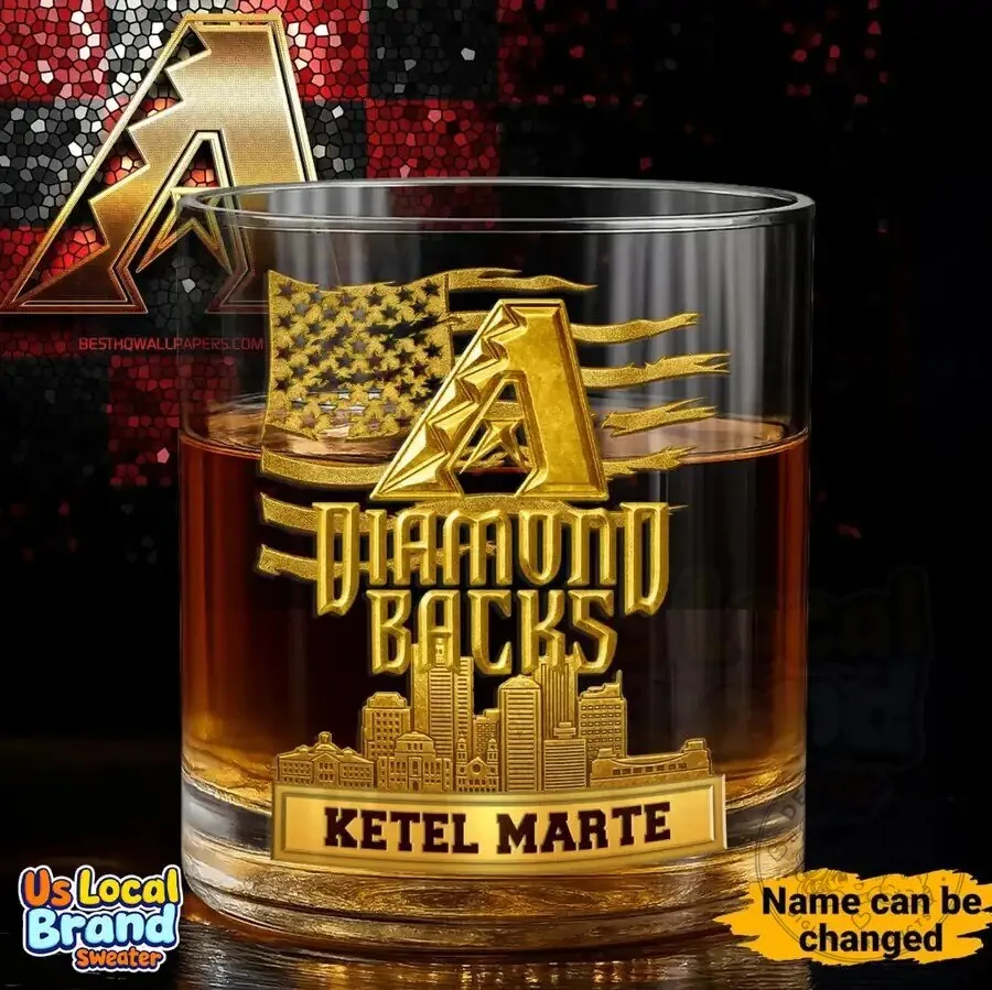 Arizona Diamondbacks Baseball Team Custom Whiskey Drinking Glass