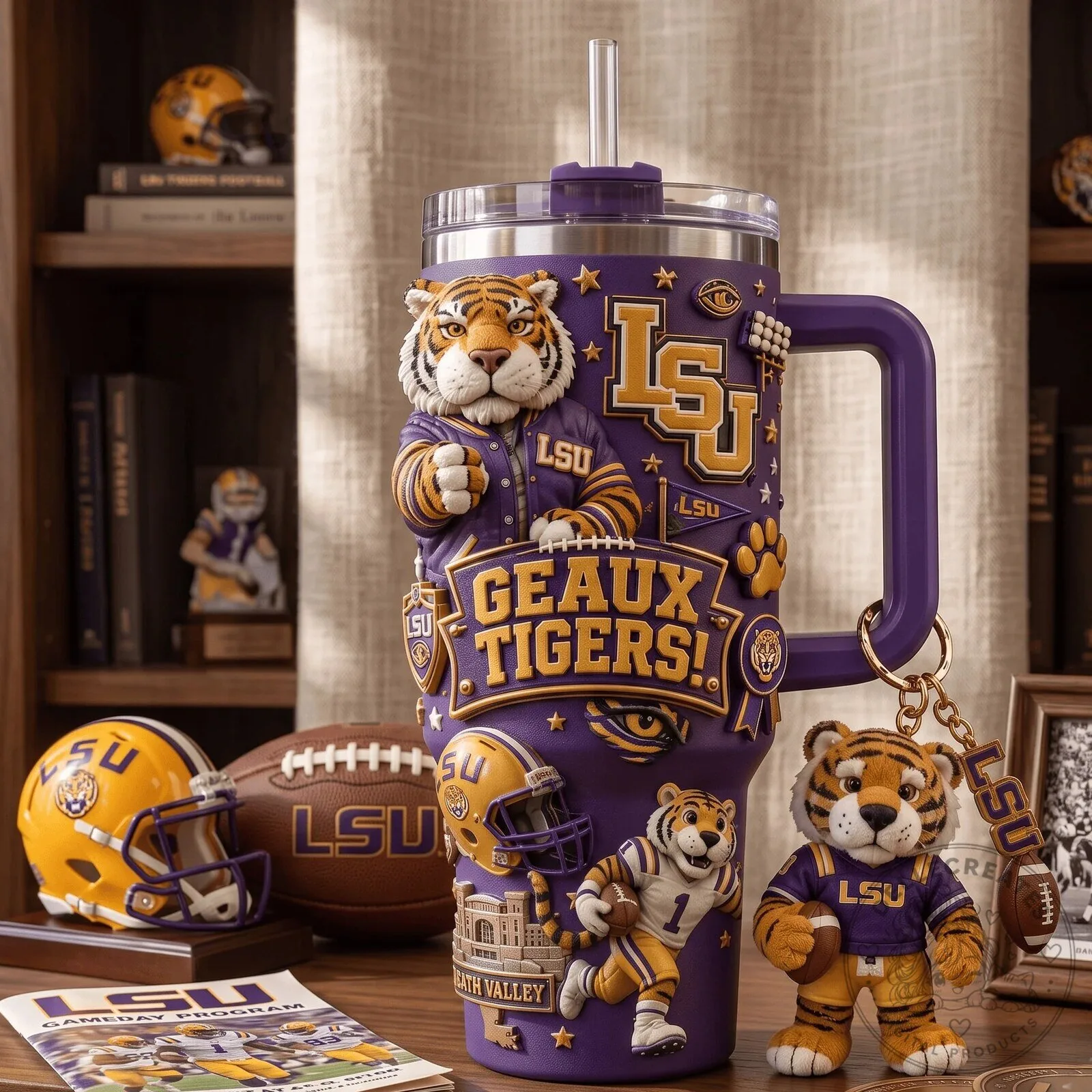 Louisiana State University Tigers Football Geaux Tigers Tumbler with Handle