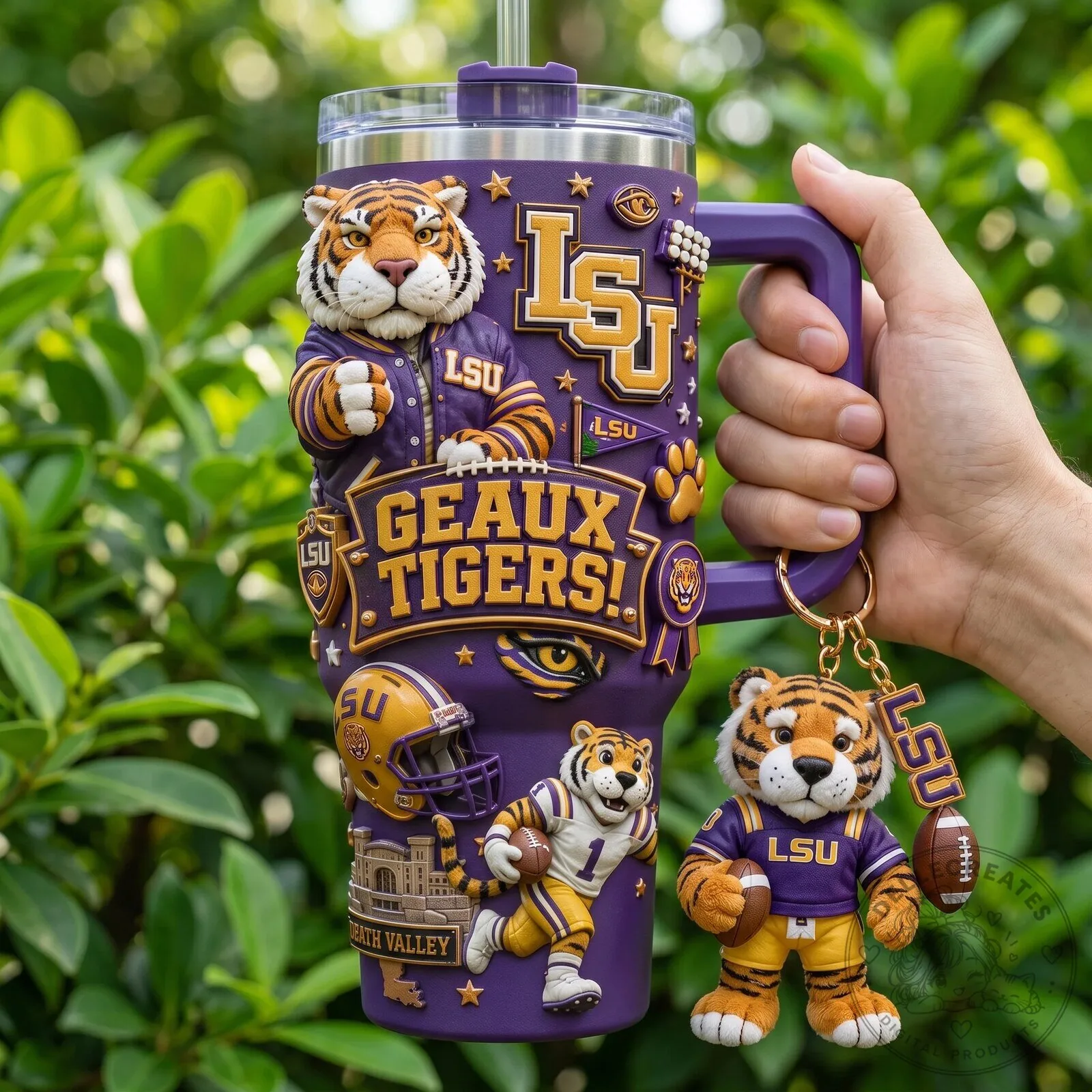 Louisiana State University Tigers Football Geaux Tigers Tumbler with Handle 8 Louisiana State University Tigers Football Geaux Tigers Tumbler with Handle