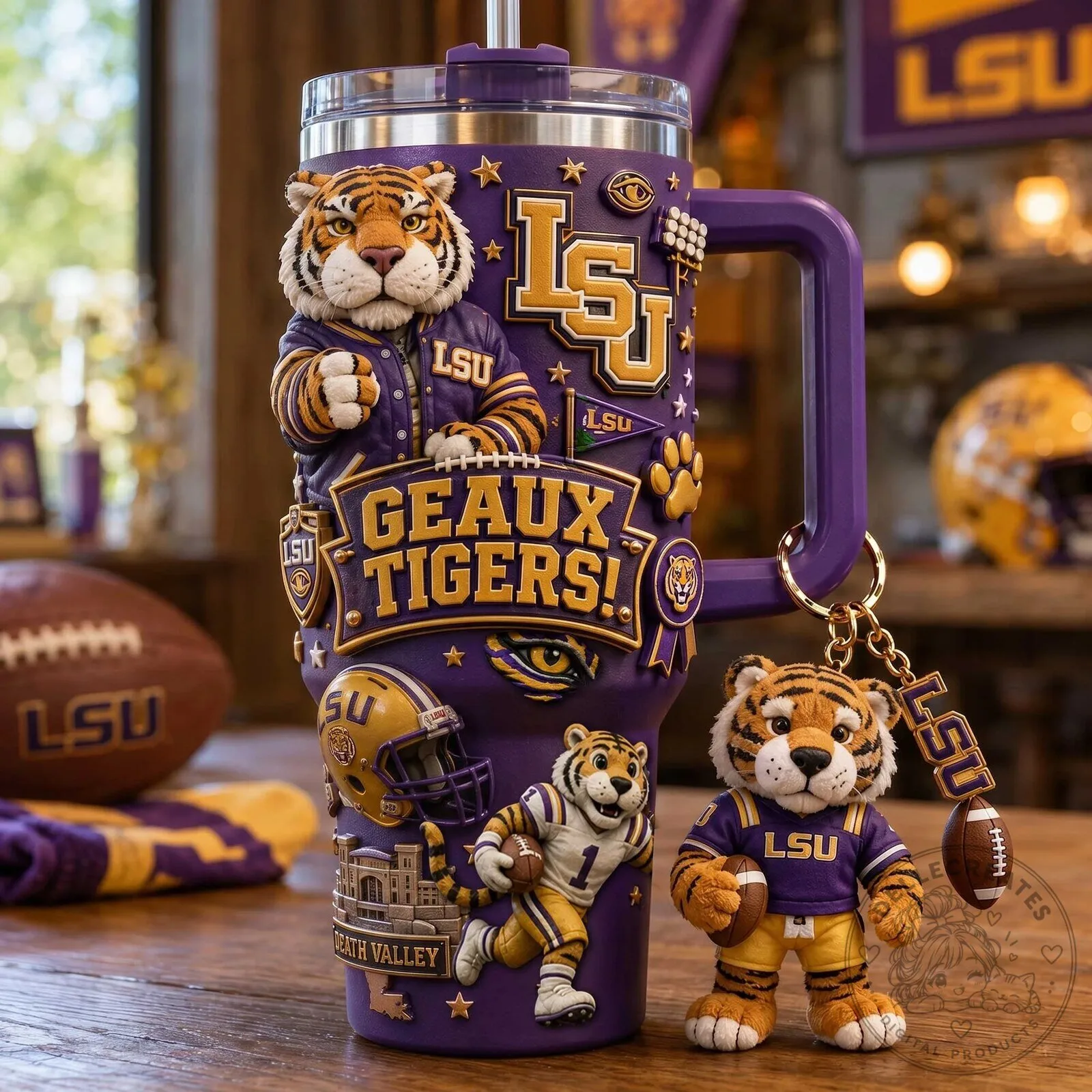 Louisiana State University Tigers Football Geaux Tigers Tumbler with Handle 9 Louisiana State University Tigers Football Geaux Tigers Tumbler with Handle