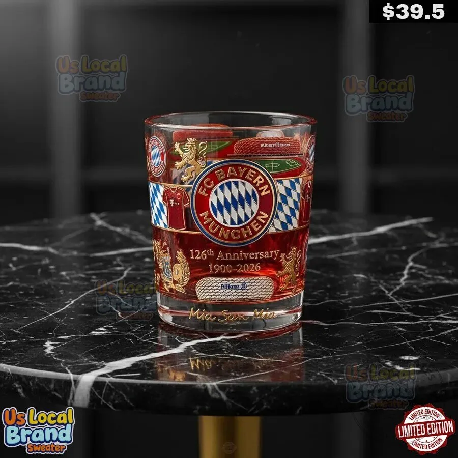 FC Bayern München 126th Anniversary Mia San Mia Whiskey Drinking Glass