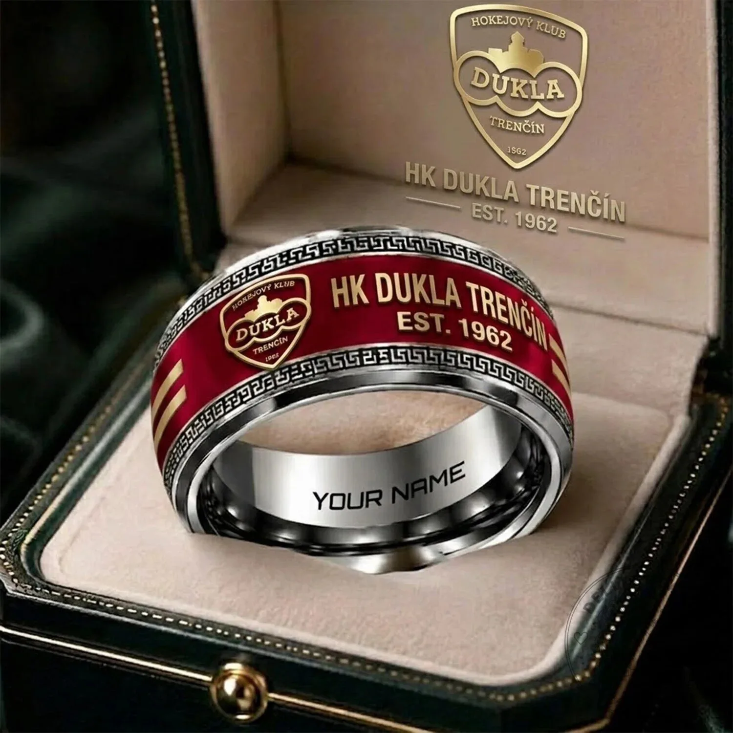 HK Dukla Trenčín Hokejový Klub Ice Hockey Team Personalized Ring