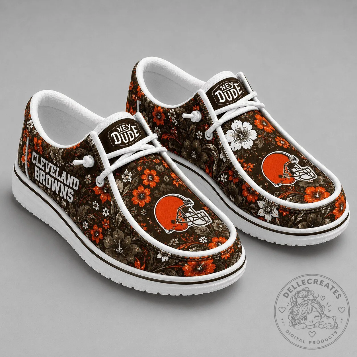 Cleveland Browns Floral Pattern Casual Loafer Shoes for Men and Women