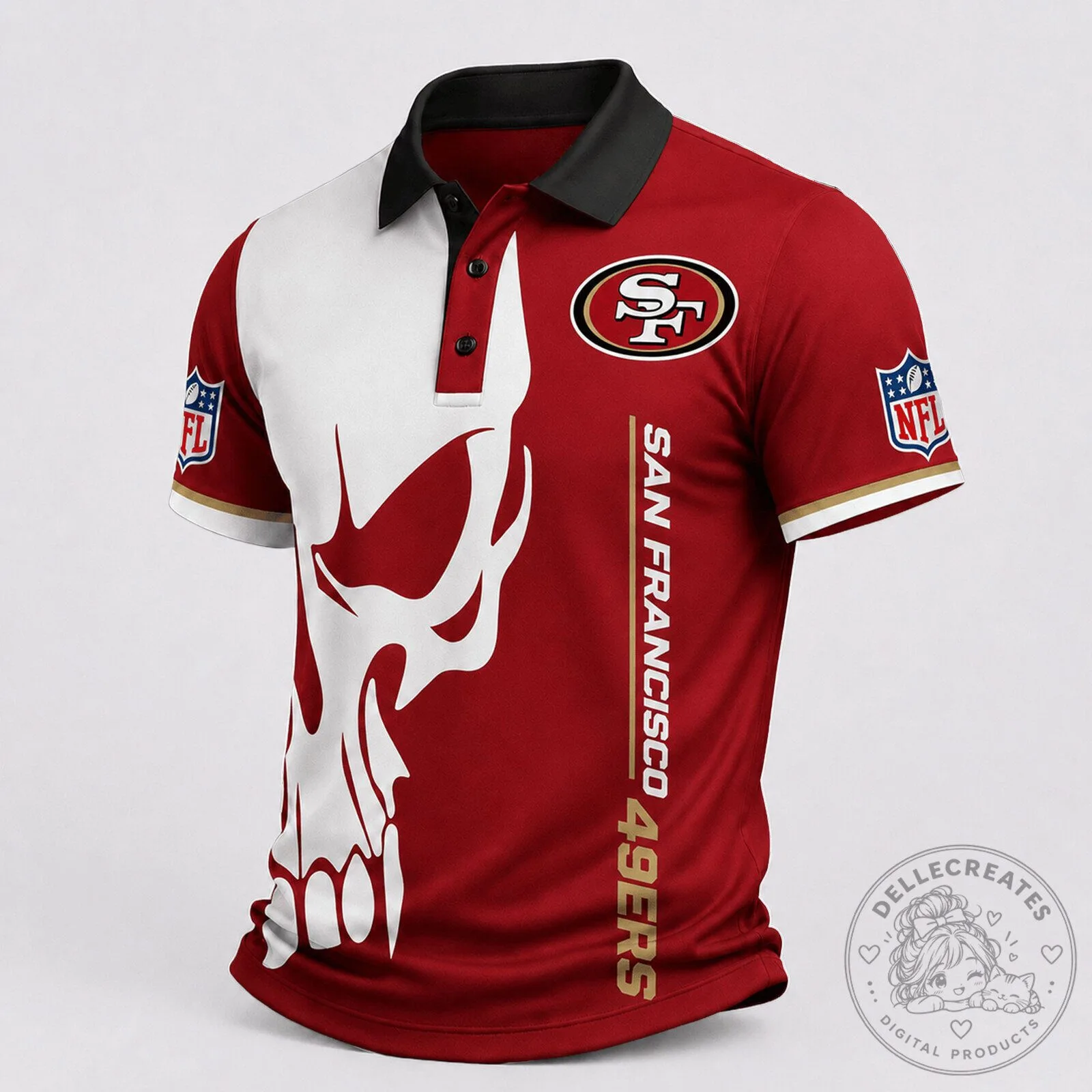 San Francisco 49ers Skull Game Day Fan Polo Shirt for Men