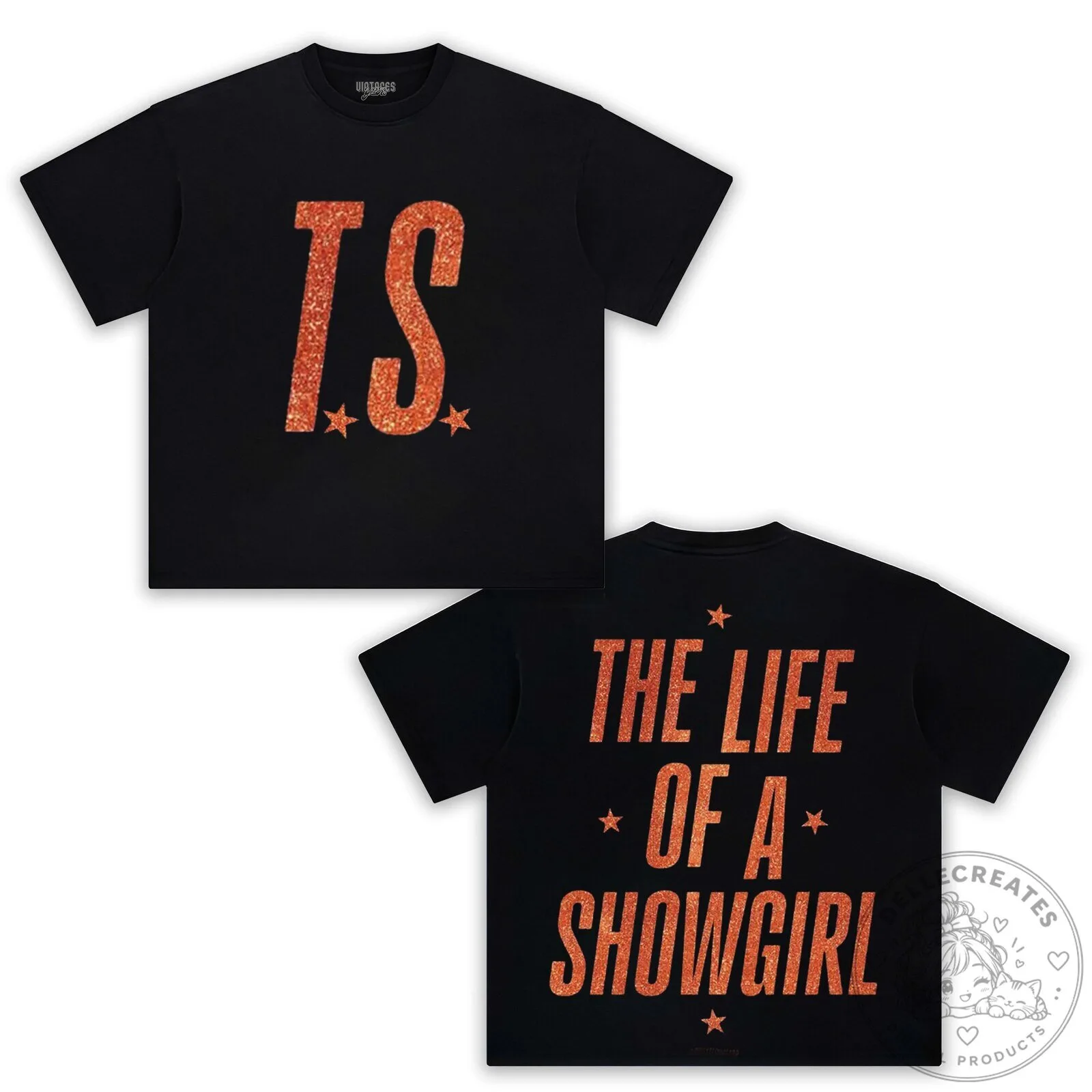 Taylor Swift The Life Of A Showgirl Black Glitter T-Shirt