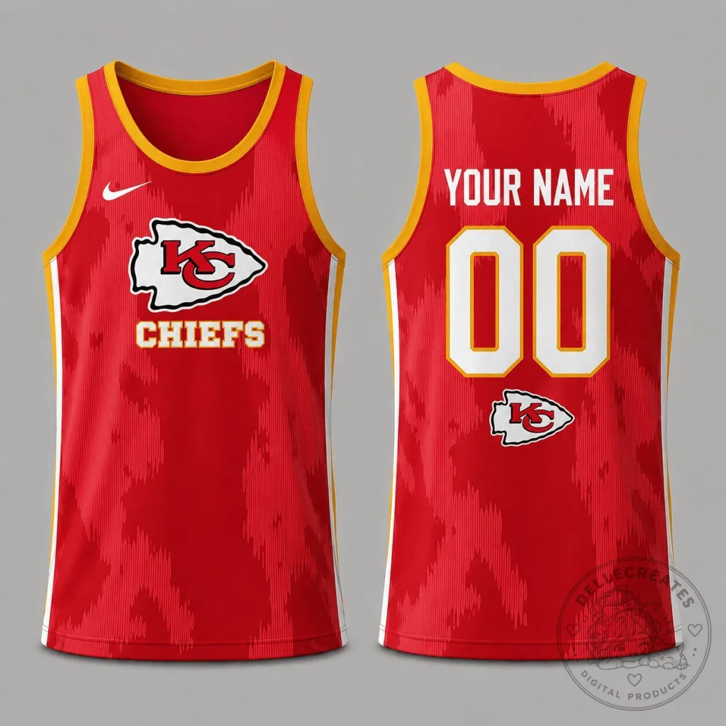 Kansas City Chiefs Personalized Red Athletic Tank Top with Custom Name and Number Kansas City Chiefs Personalized Red Athletic Tank Top with Custom Name and Number