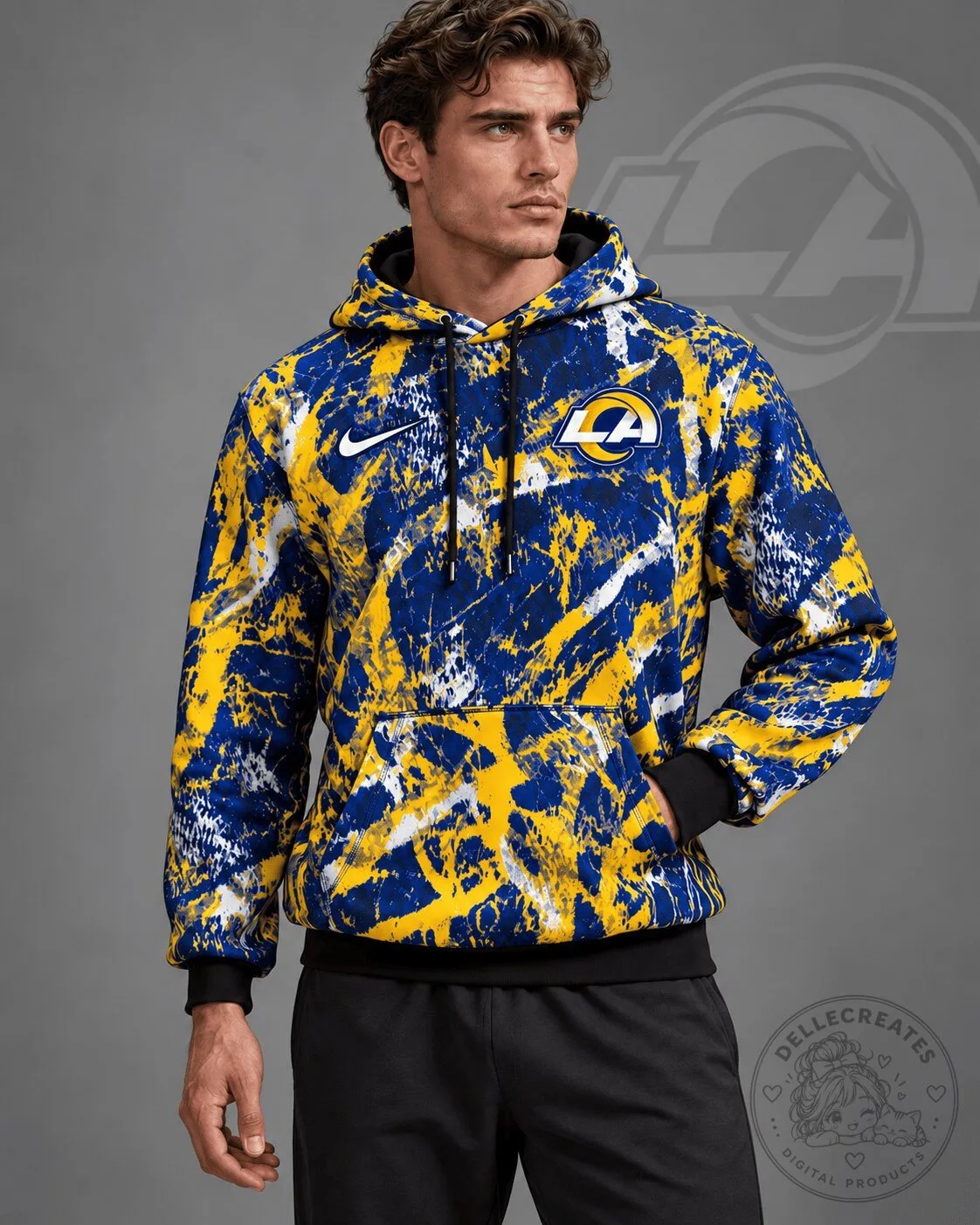 Los Angeles Rams Distressed Brush Camo Pullover Hoodie
