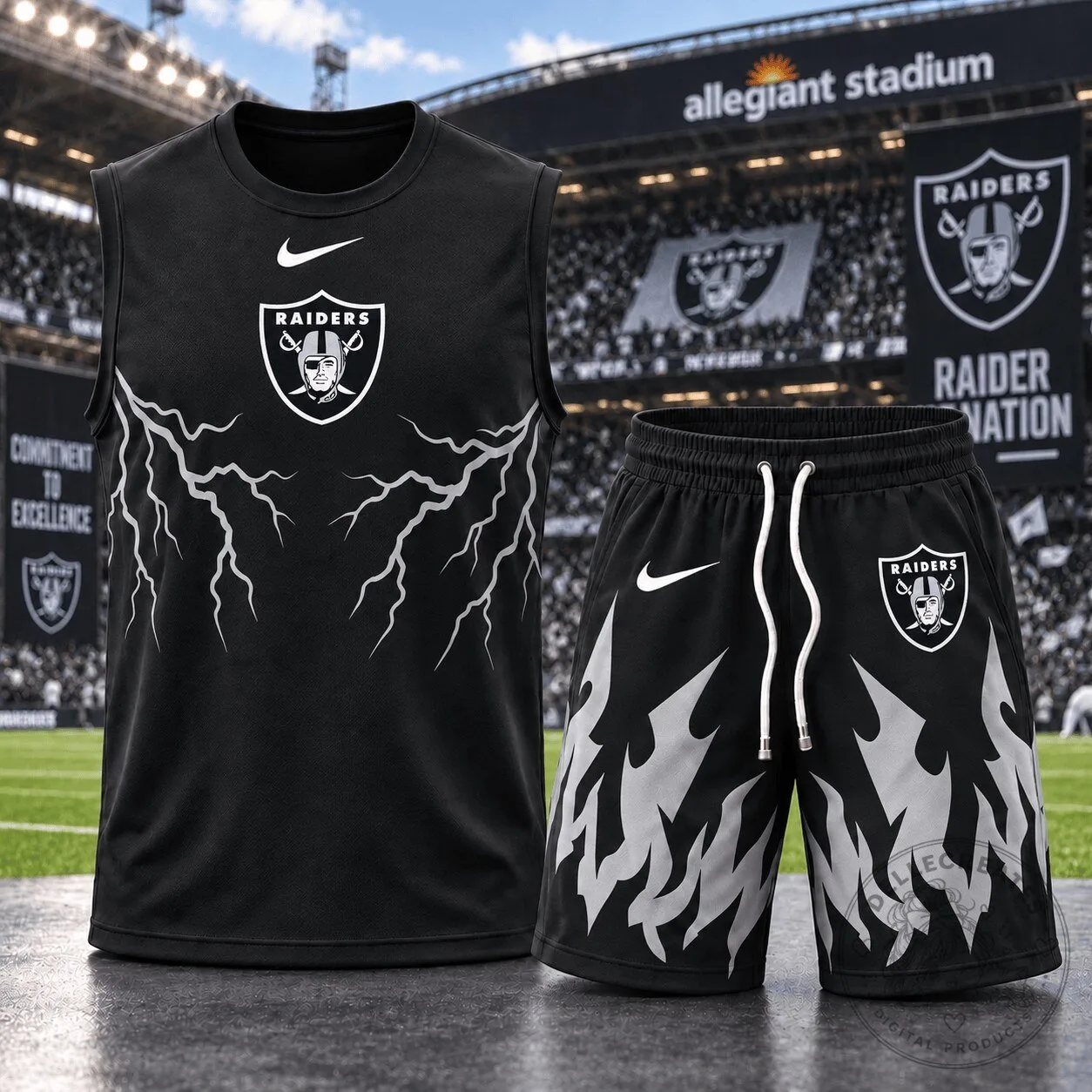 Las Vegas Raiders Football Team Sleeveless Shirt and Shorts Set