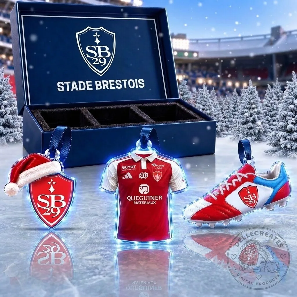Stade Brestois 29 Football Club Team Logo Jersey Shoe Acrylic Ornament Set