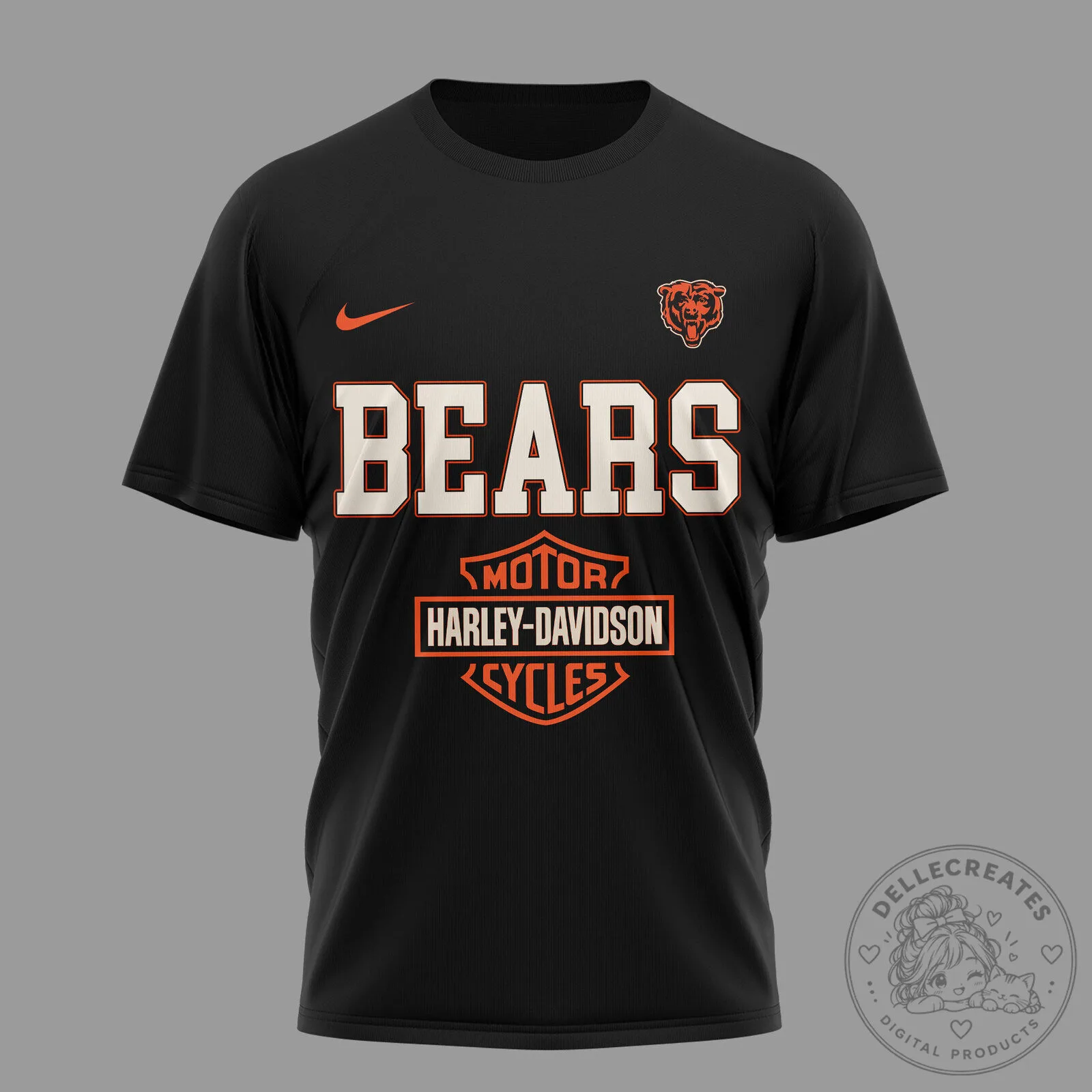 Chicago Bears Harley Davidson Black Graphic T-Shirt