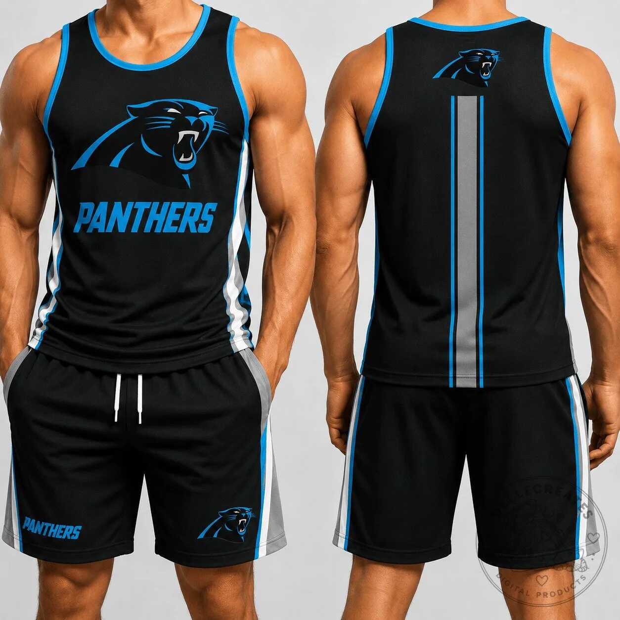 Carolina Panthers NFL Football Team Black and Blue Athletic Tank Top