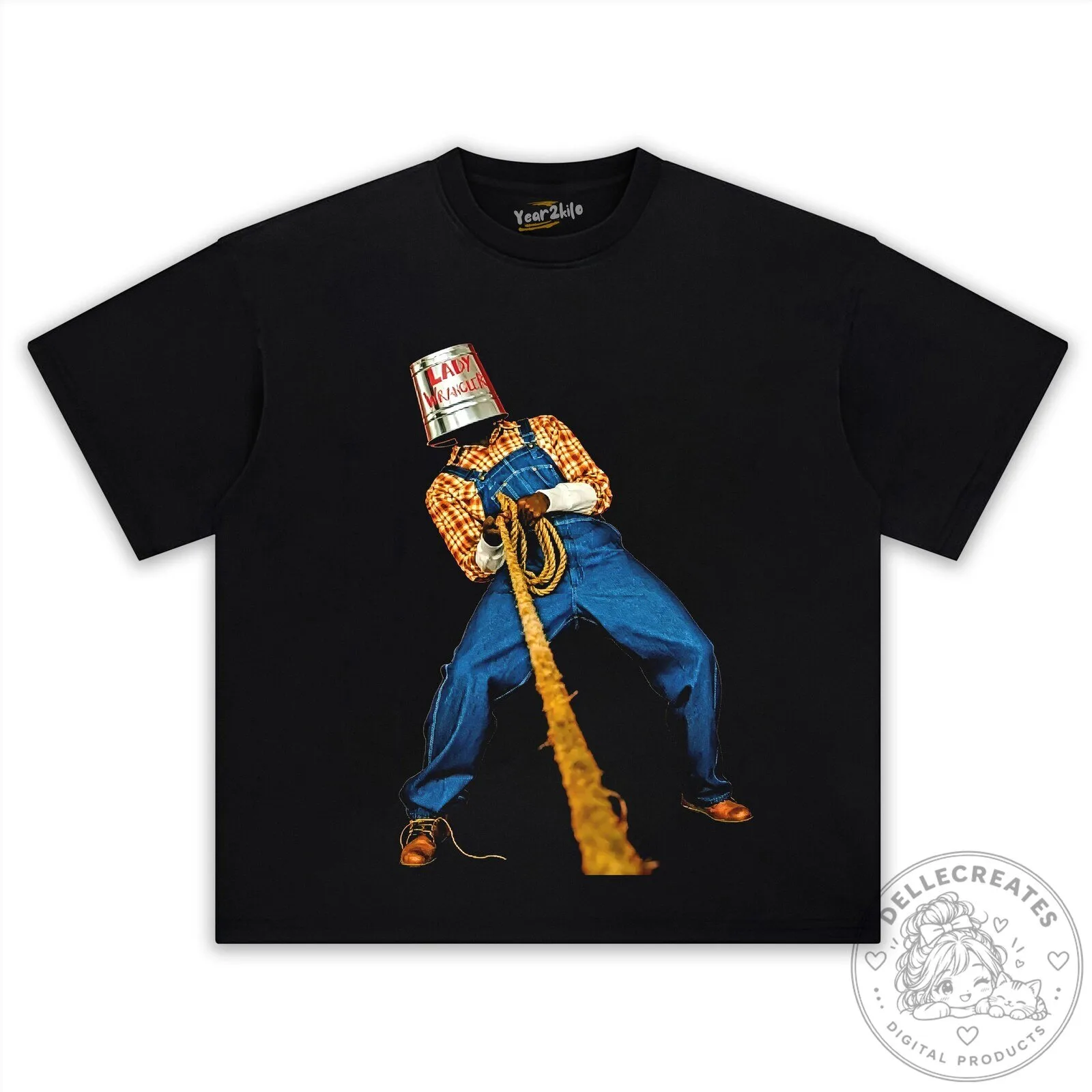 Shaboozey Country Music Tee with Lady Wrangler Bucket Head Design