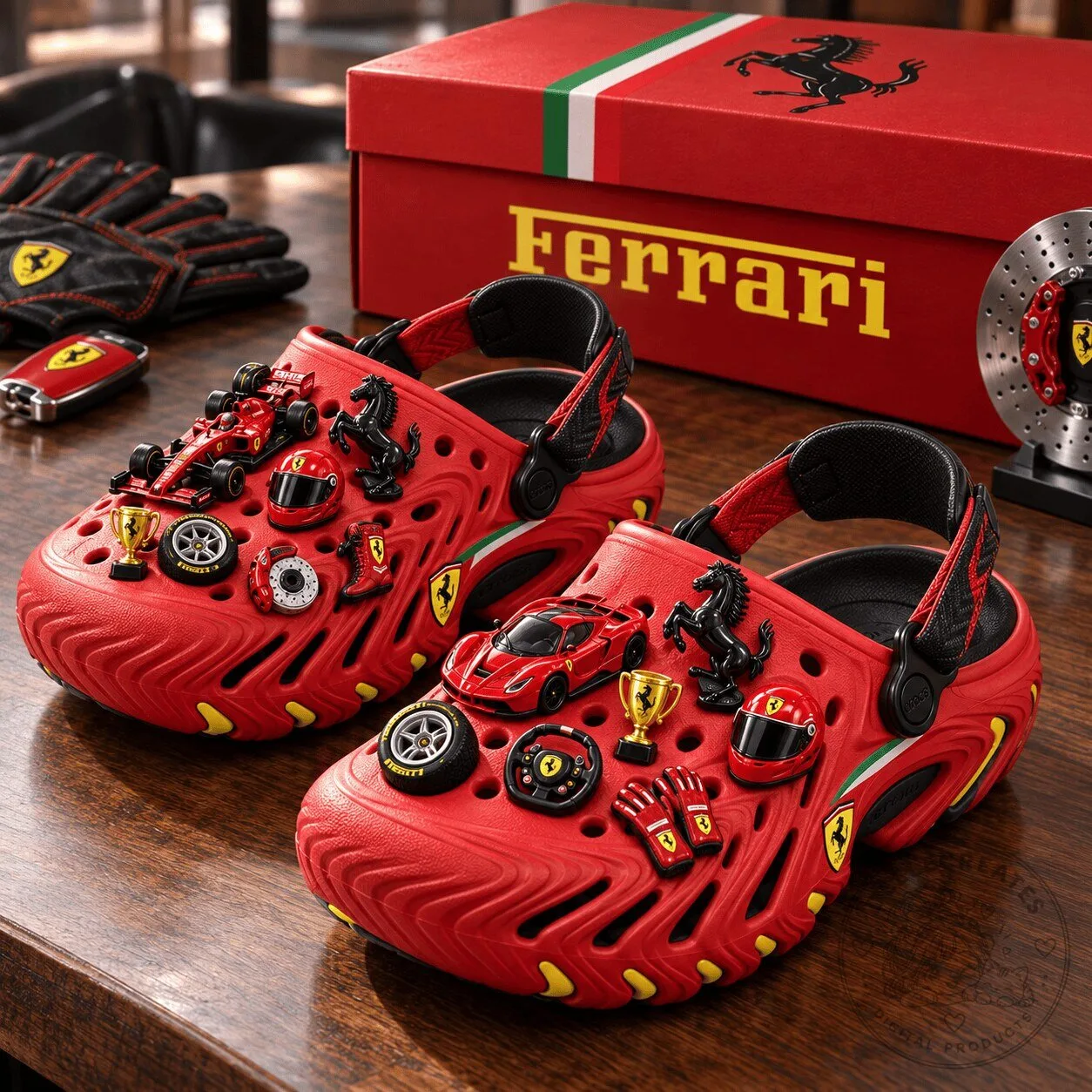 Ferrari Formula One Racing Team Red Clogs Shoes