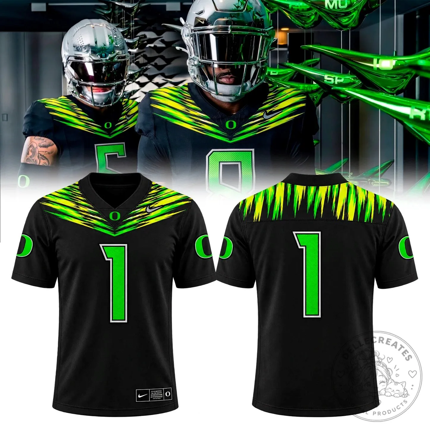Oregon Ducks Black and Neon Green Game Day Jersey for Football Fans