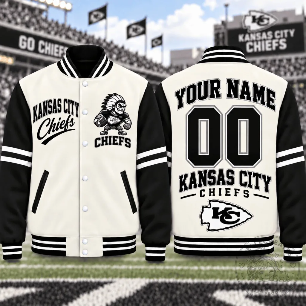 Custom Varsity Jacket with Name and Number for Kansas City Chiefs Fans Custom Varsity Jacket with Name and Number for Kansas City Chiefs Fans