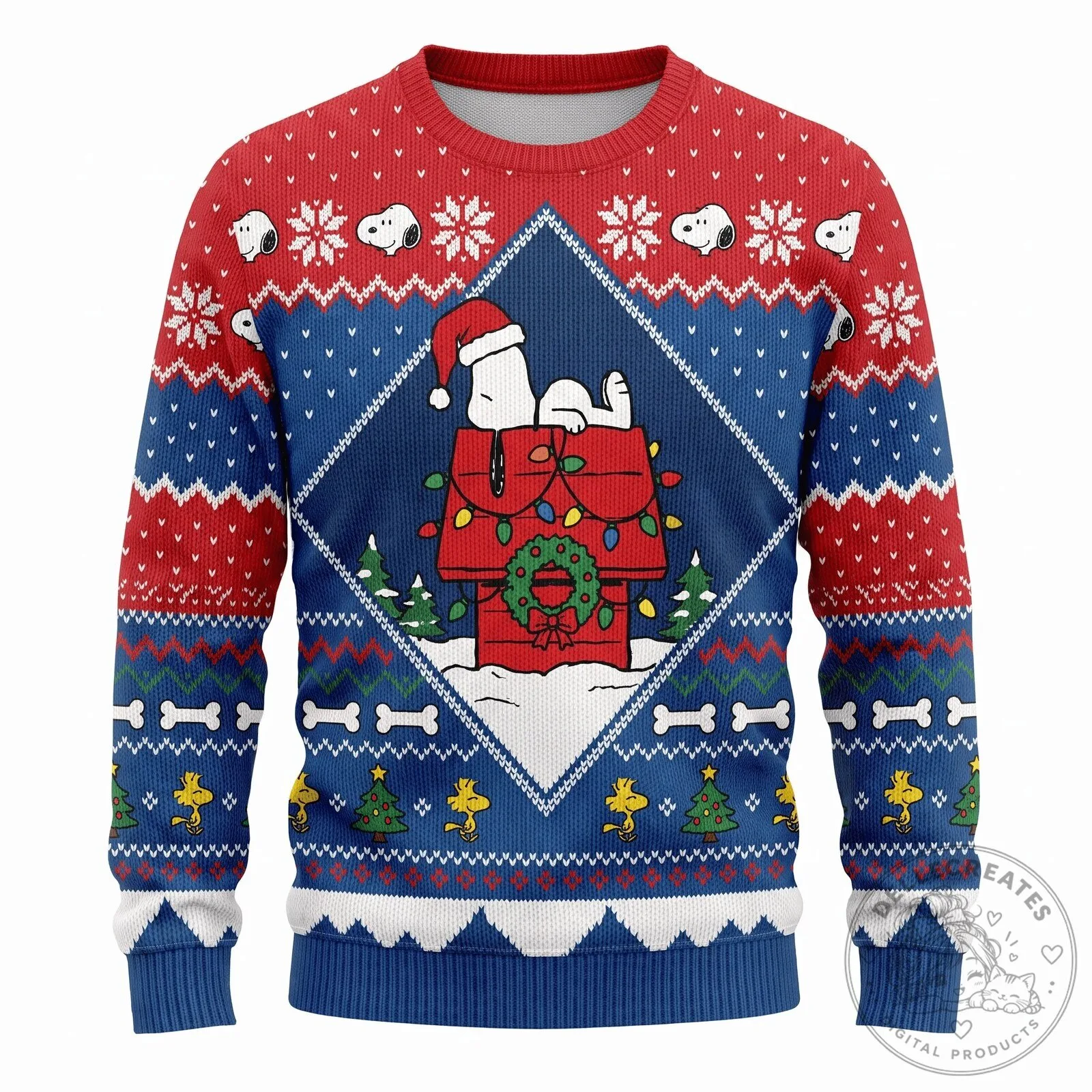 Snoopy Christmas Holiday Dog House Ugly Christmas Sweater