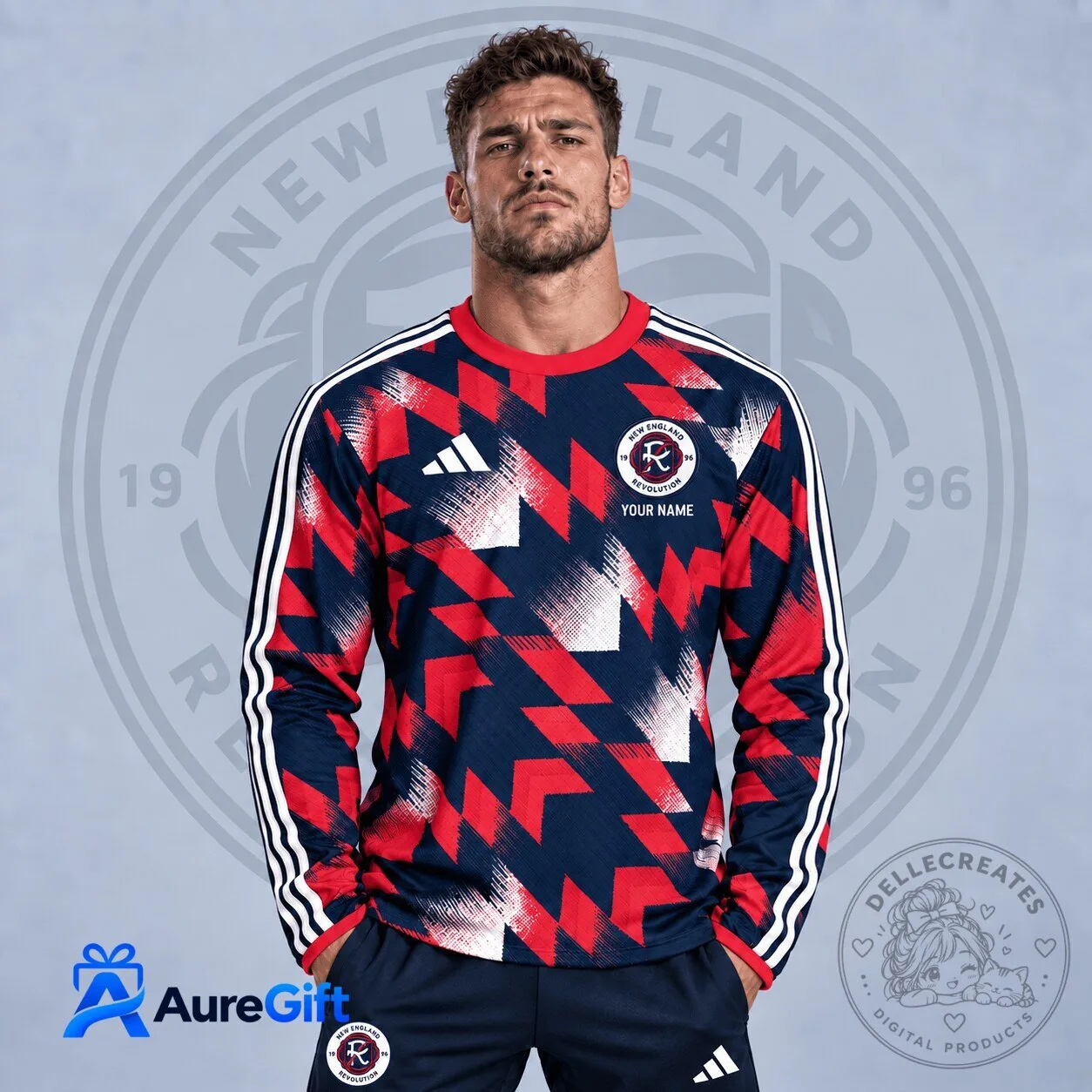New England Revolution Personalized Soccer Long Sleeve Shirt