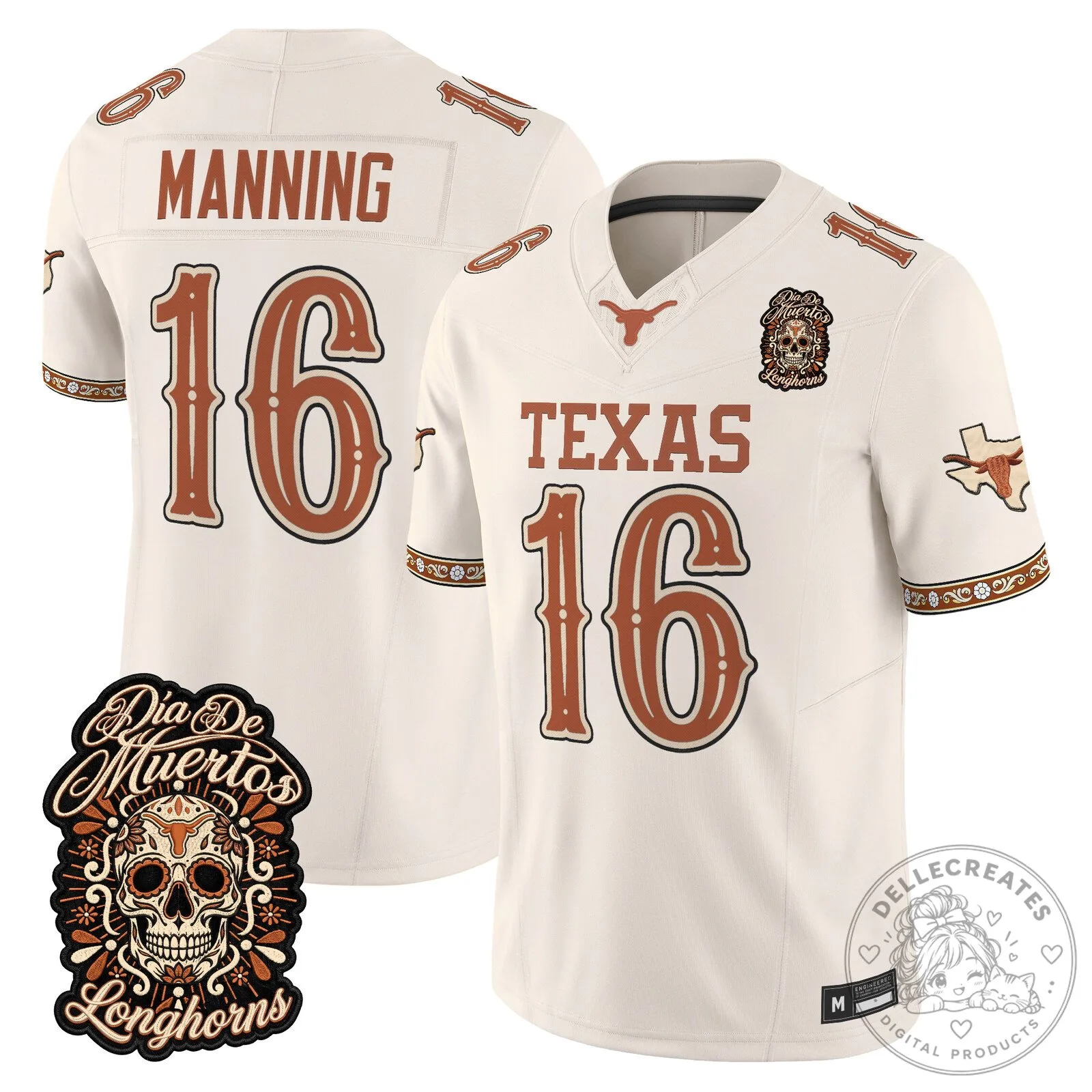 Texas Longhorns Día de los Muertos Arch Manning Number 16 Football Jersey