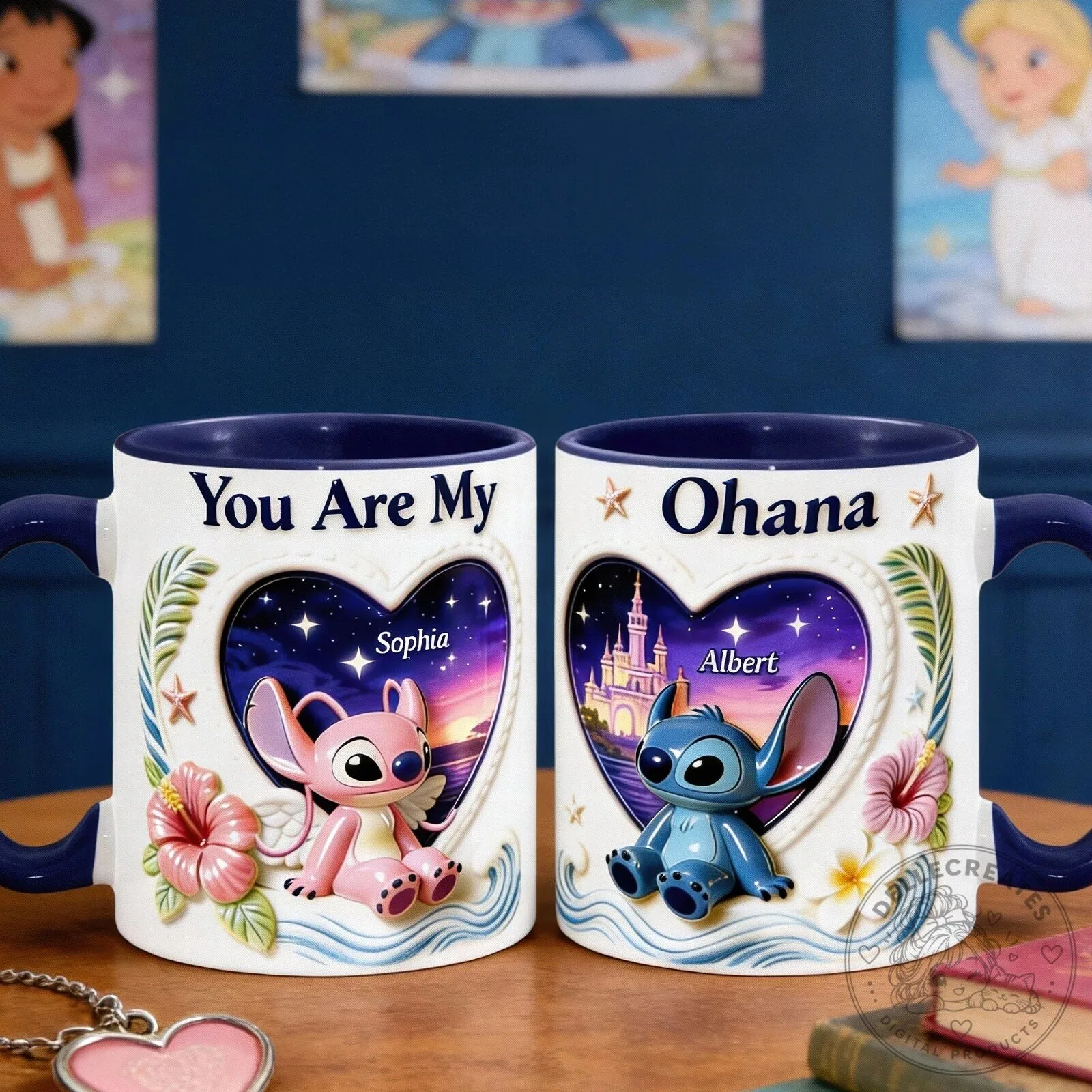 Personalized Coffee Mugs Disney Lilo and Stitch Ohana Couple Mug Set