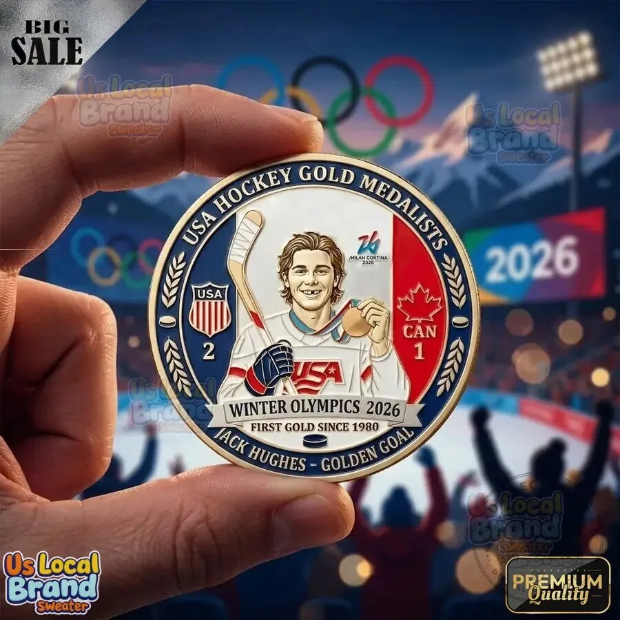 Jack Hughes Winter Olympics 2026 USA Hockey Gold Medalists Commemorative Coin