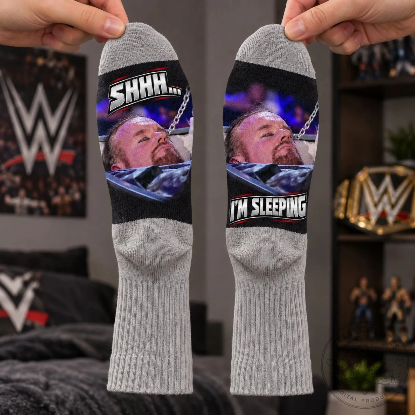 Big Cass Shhh I'm Sleeping Funny WWE Wrestling Socks 9 Big Cass Shhh I