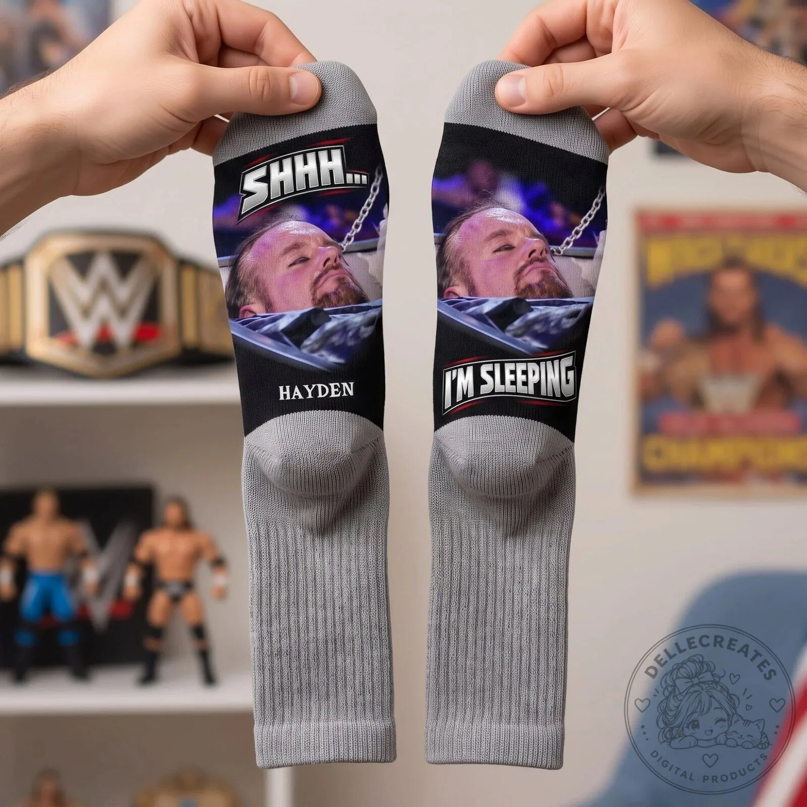 Big Cass Shhh I'm Sleeping Funny WWE Wrestling Socks 10 Big Cass Shhh I
