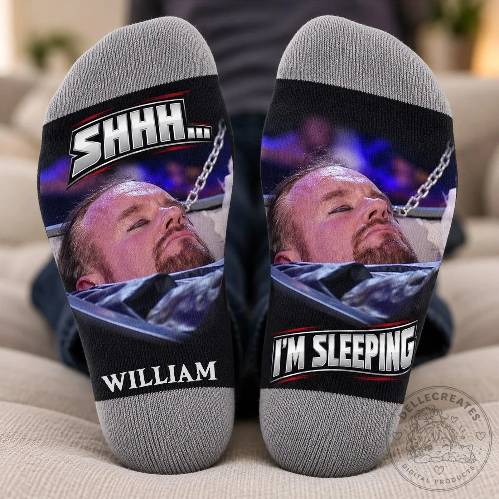 Big Cass Shhh I'm Sleeping Funny WWE Wrestling Socks 11 Big Cass Shhh I