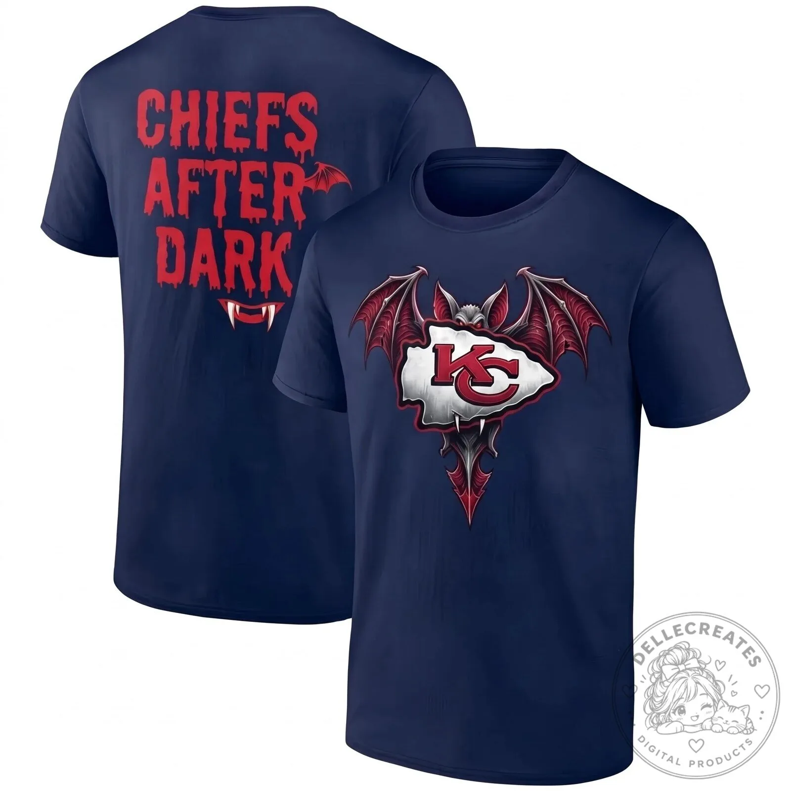 Kansas City Chiefs After Dark Halloween Vampire Bat Logo Black T-Shirt 10 Kansas City Chiefs After Dark Halloween Vampire Bat Logo Black T-Shirt
