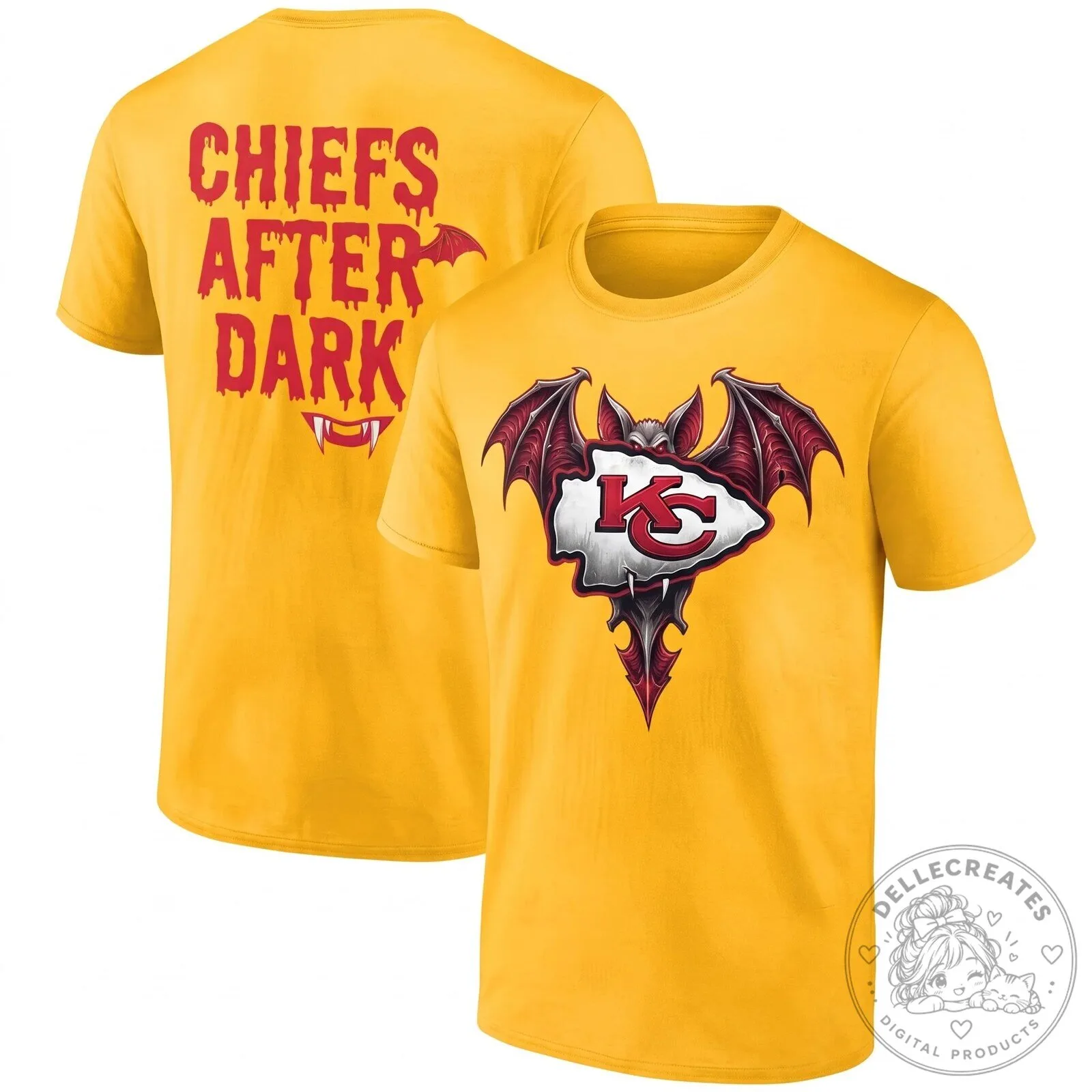 Kansas City Chiefs After Dark Halloween Vampire Bat Logo Black T-Shirt 12 Kansas City Chiefs After Dark Halloween Vampire Bat Logo Black T-Shirt