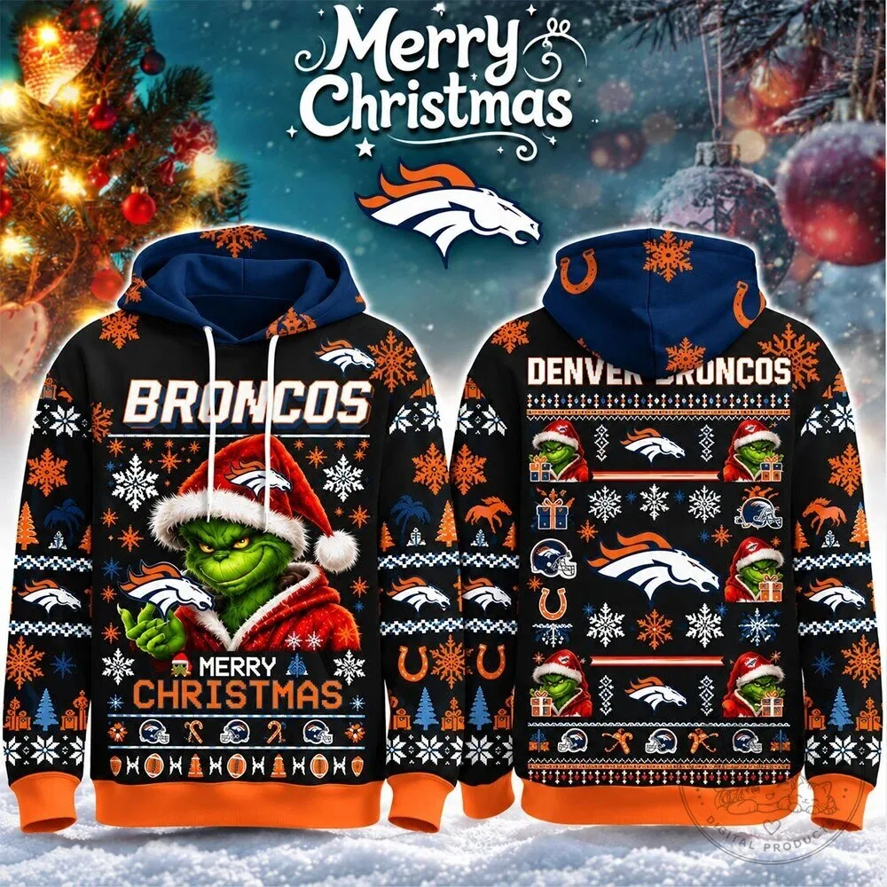 Denver Broncos Grinch Merry Christmas Ugly Sweater Hoodie