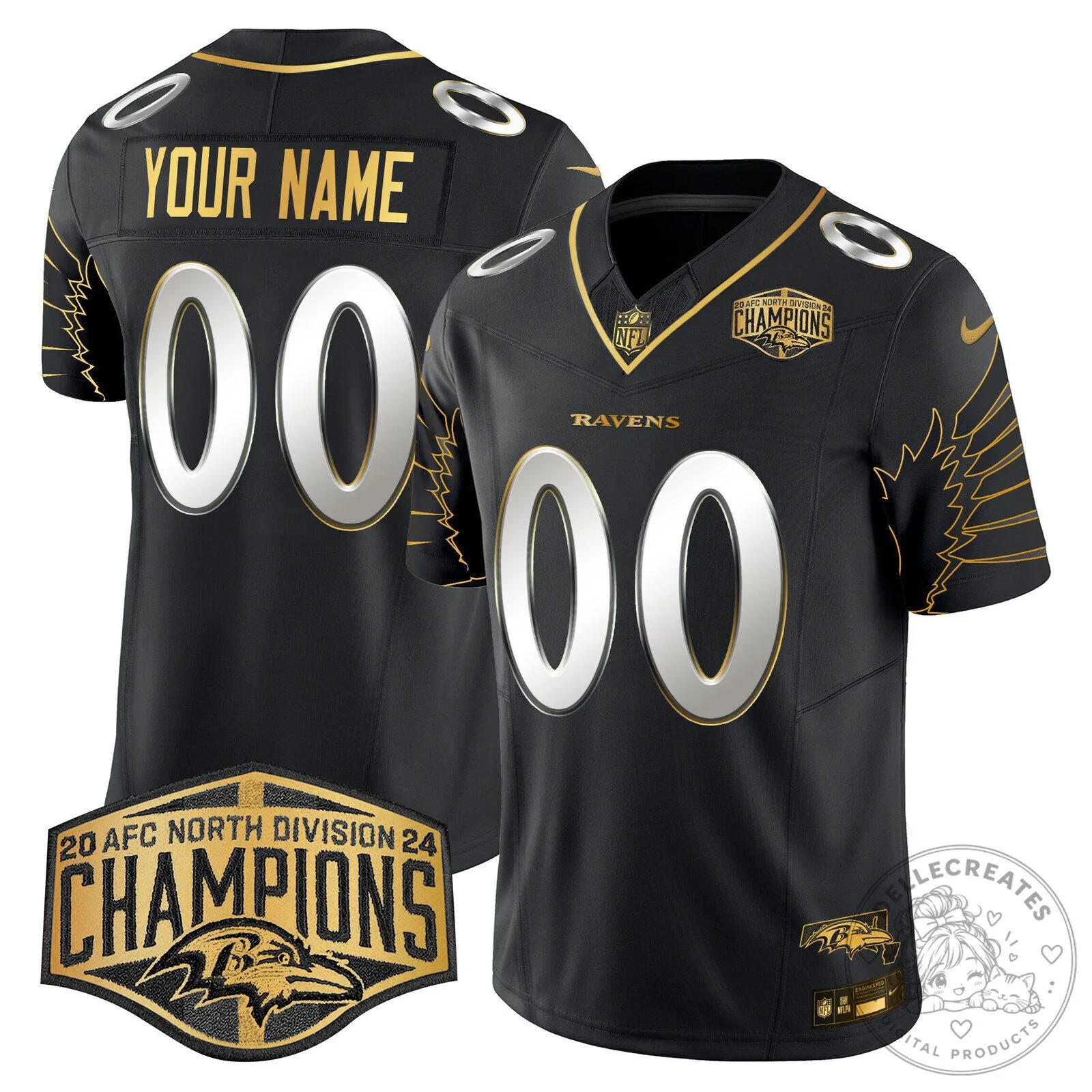 AFC North Division Champions Baltimore Ravens Black Football Jersey