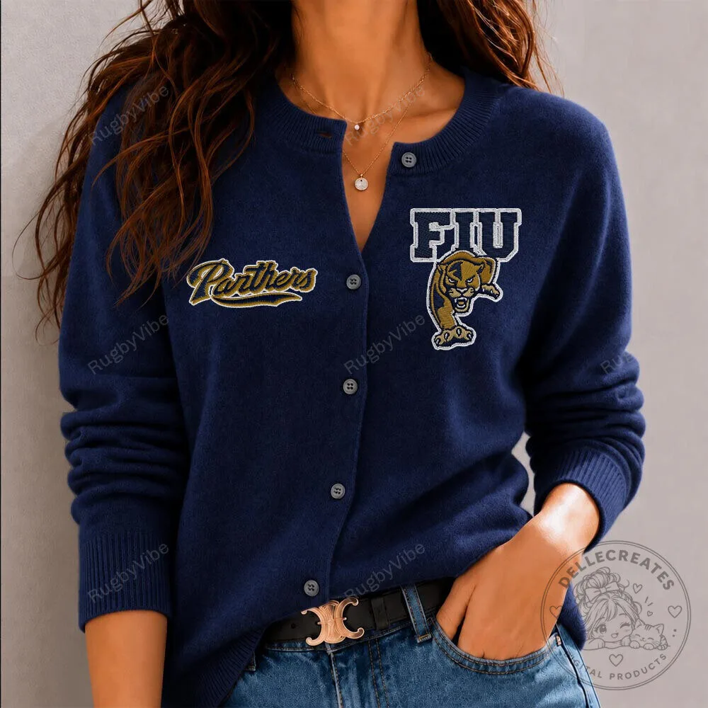 Florida International University Panthers Embroidered Button Cardigan Sweater